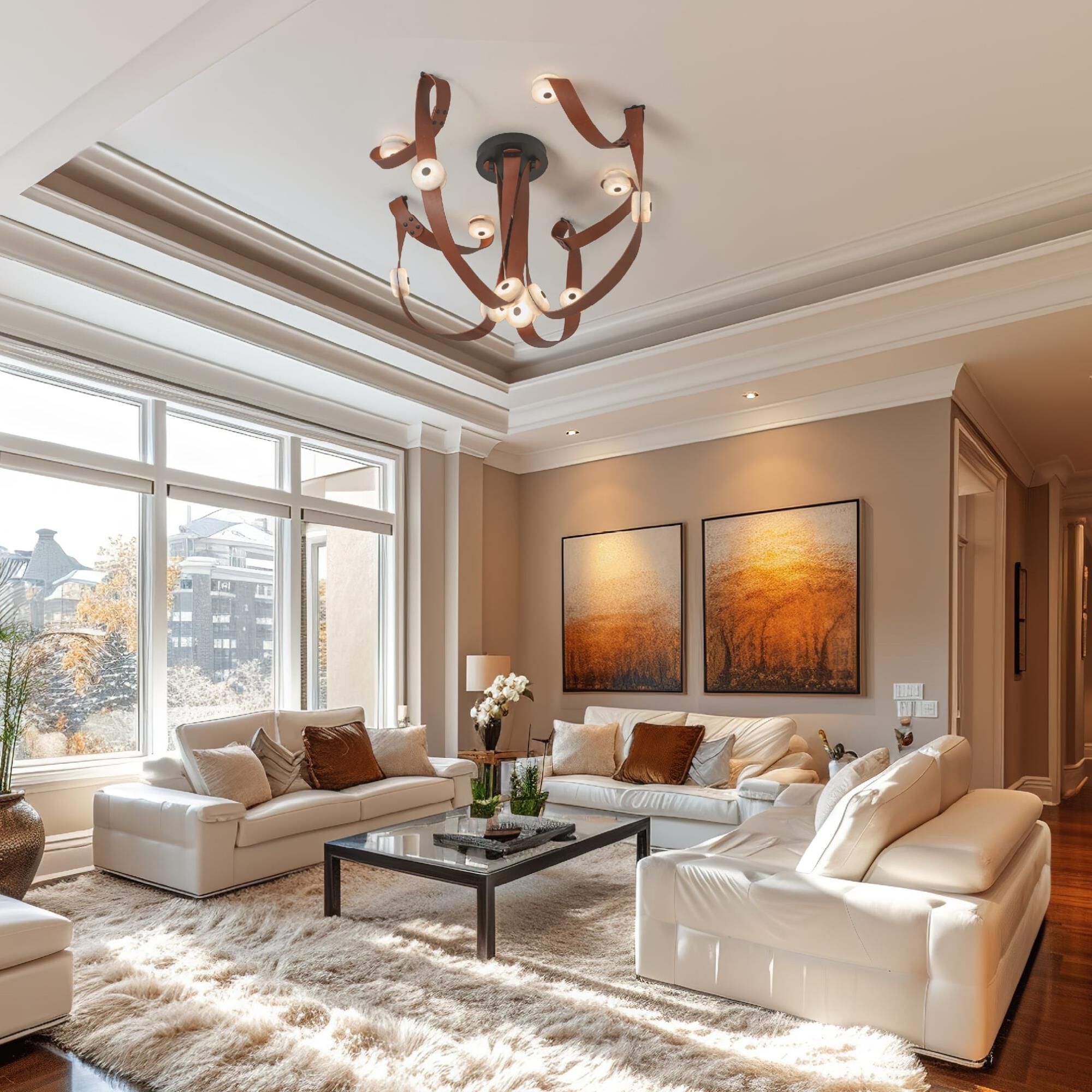 Shown in Black finish and Alabaster shade and Chestnut accent