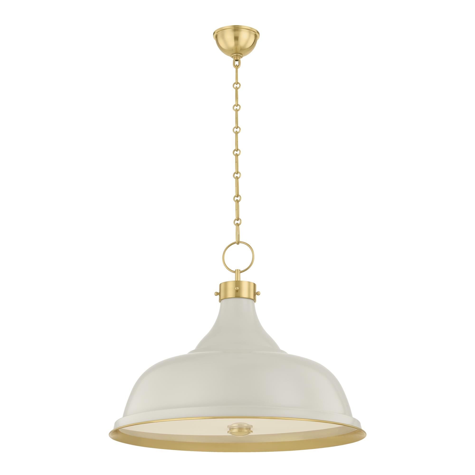 Shown in Aged Brass and Off-White finish and White glass