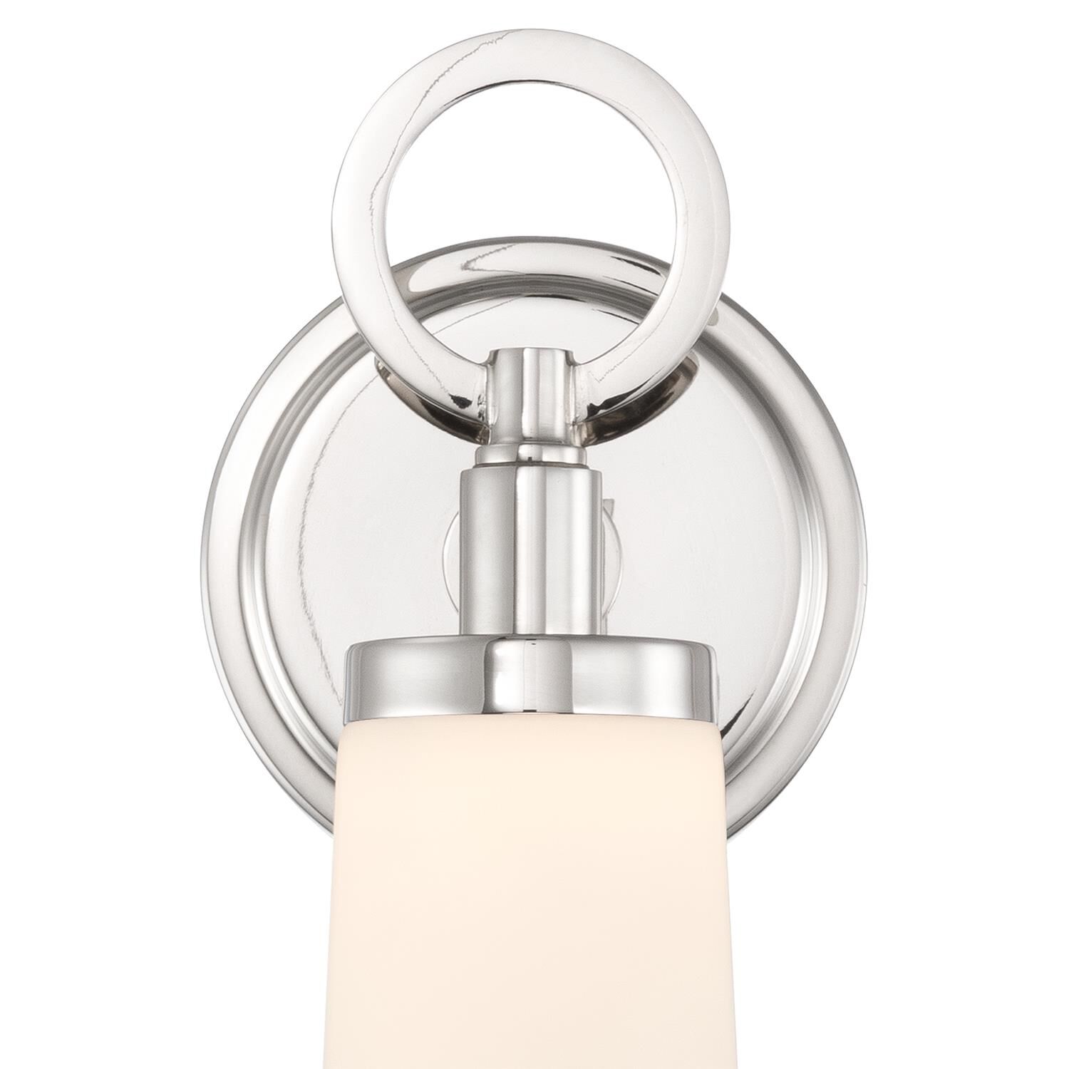 Shown in Polished Nickel finish and Glass shade