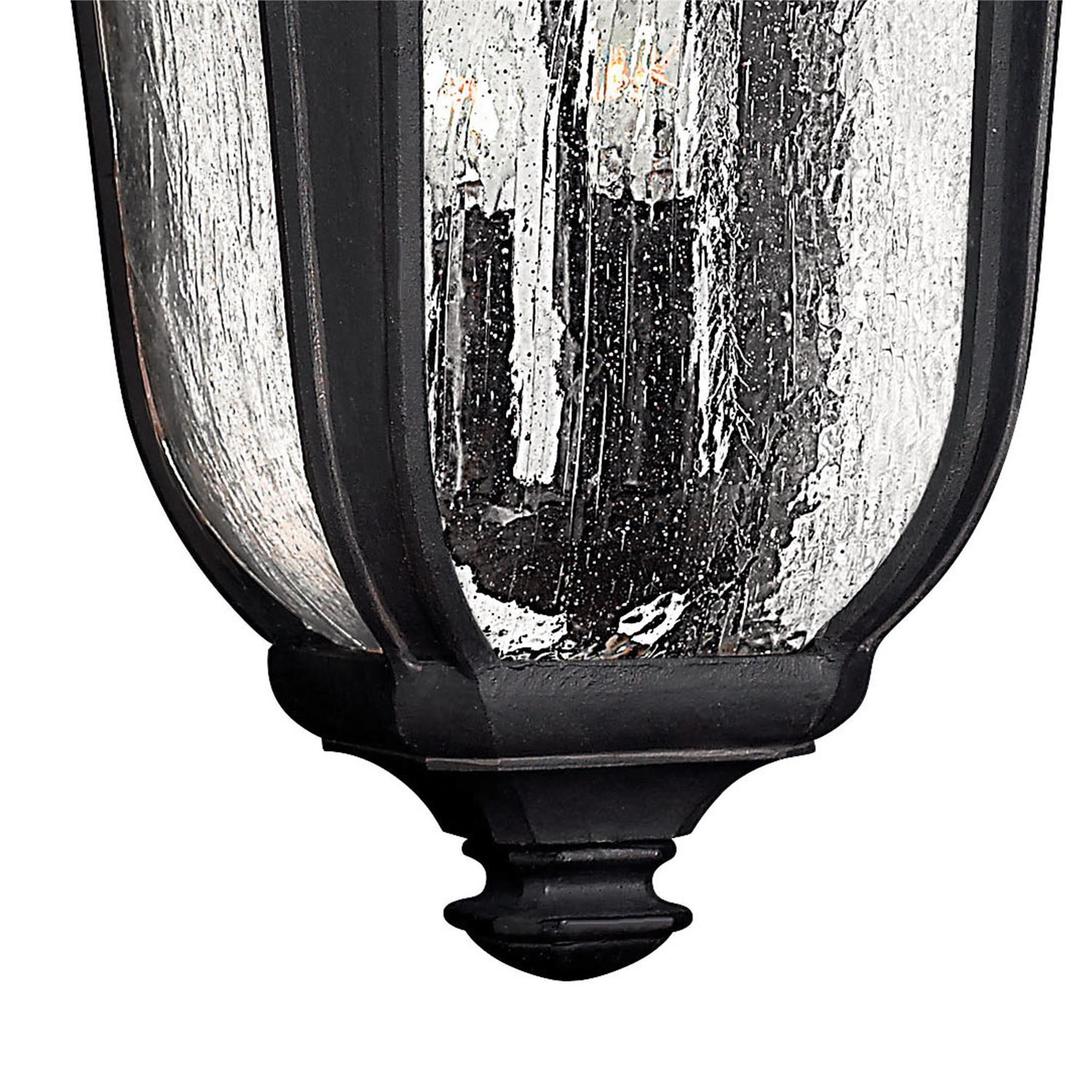 Shown in Museum Black finish and Clear Seedy glass