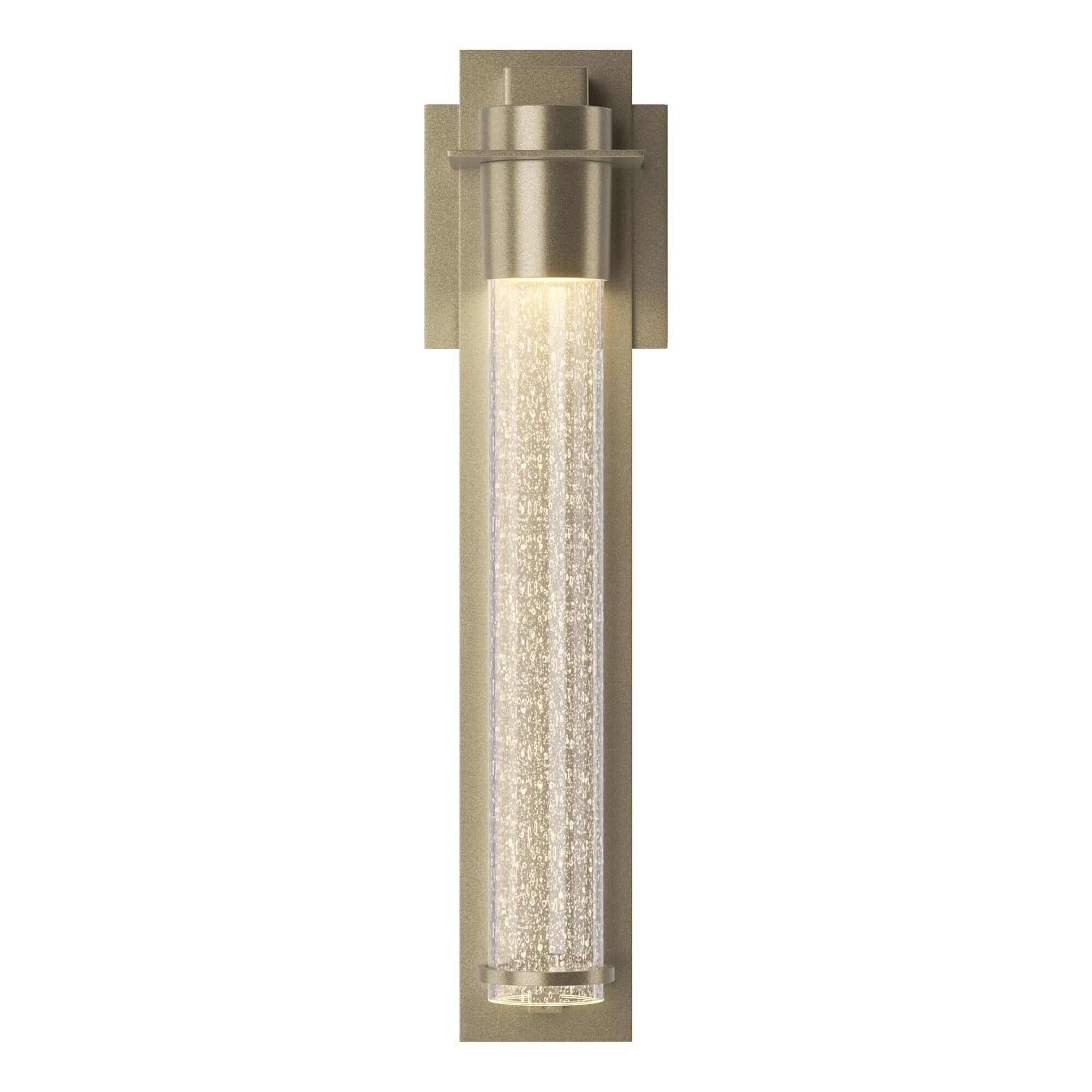 Shown in Soft Gold finish and Seeded Clear glass
