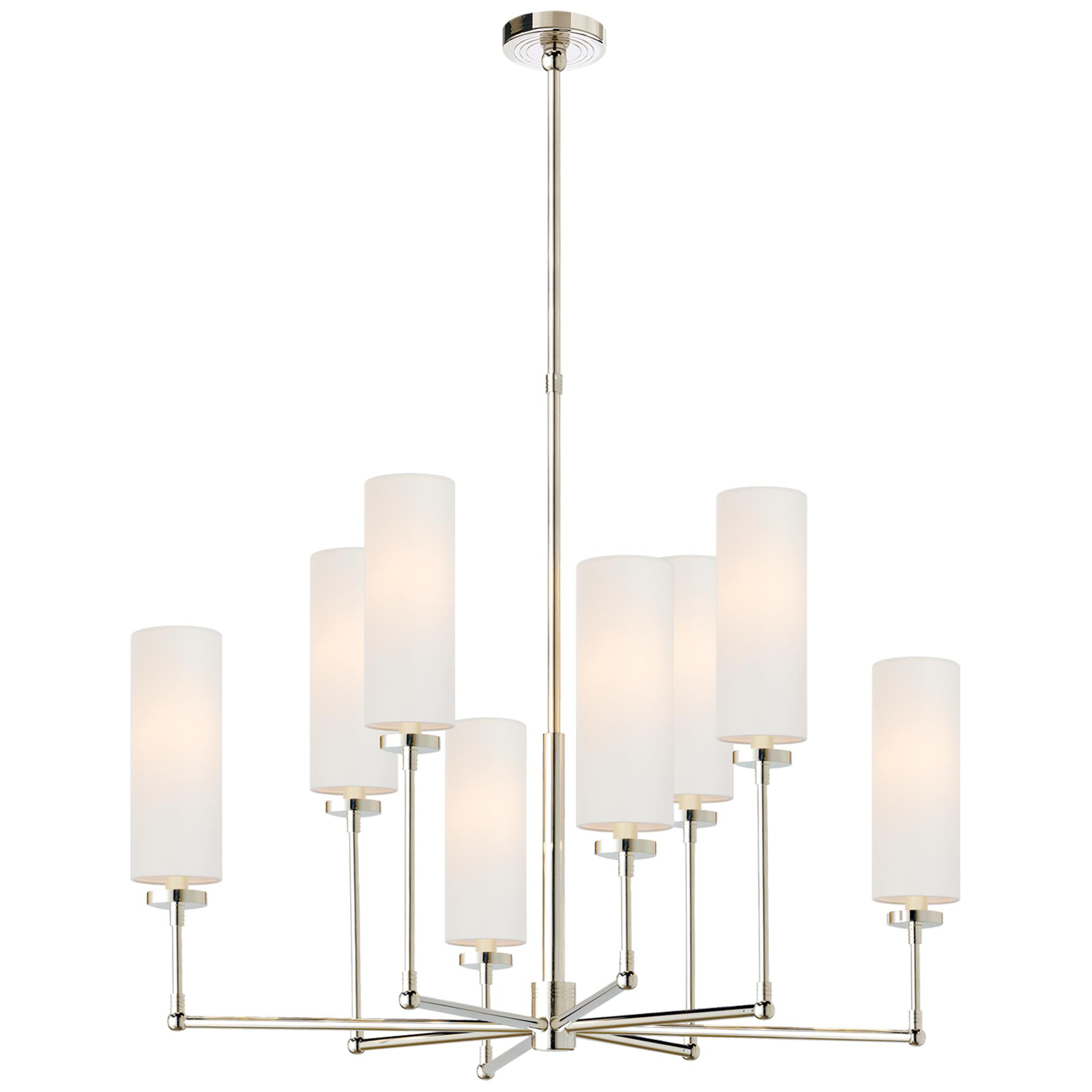 Shown in Polished Nickel finish and Linen shade