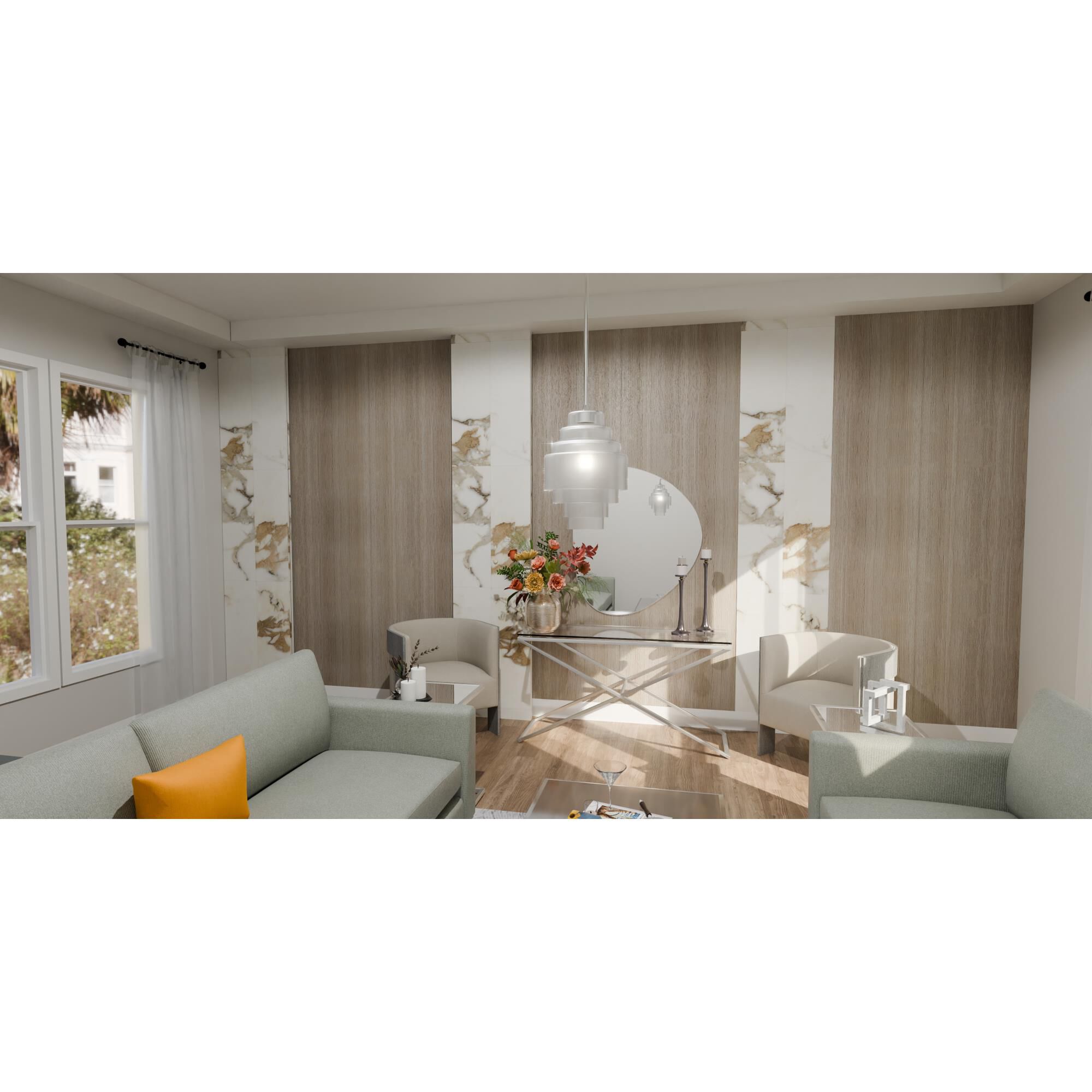 Shown in Polished Chrome finish and Clear glass