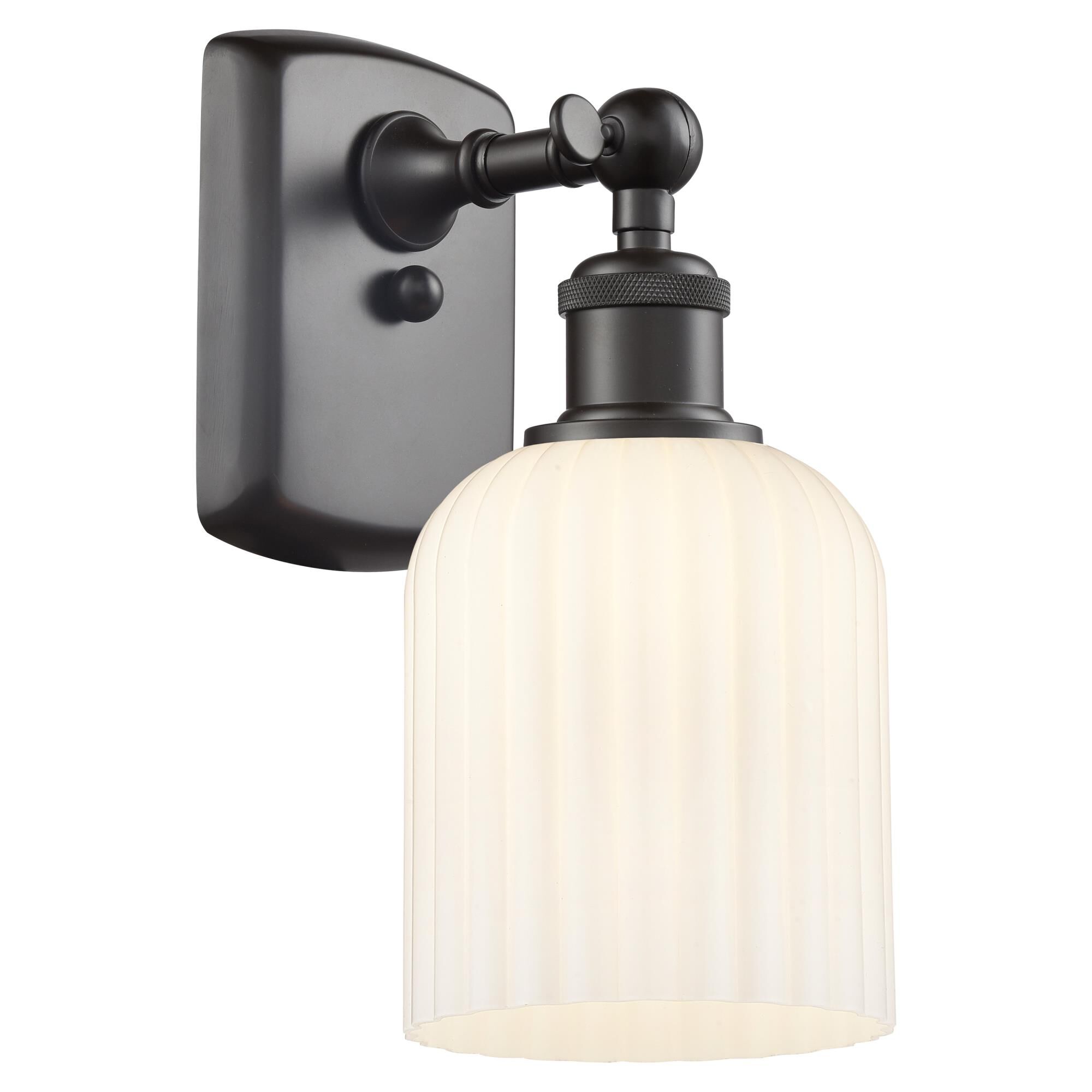 Shown in Oil Rubbed Bronze finish and Gloss White shade