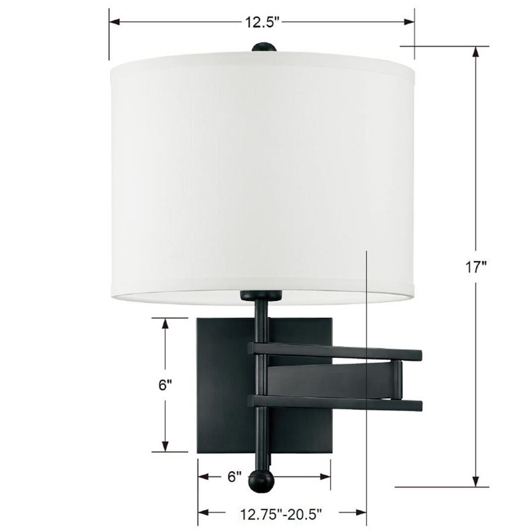 Shown in Matte Black finish and Silk glass and White shade