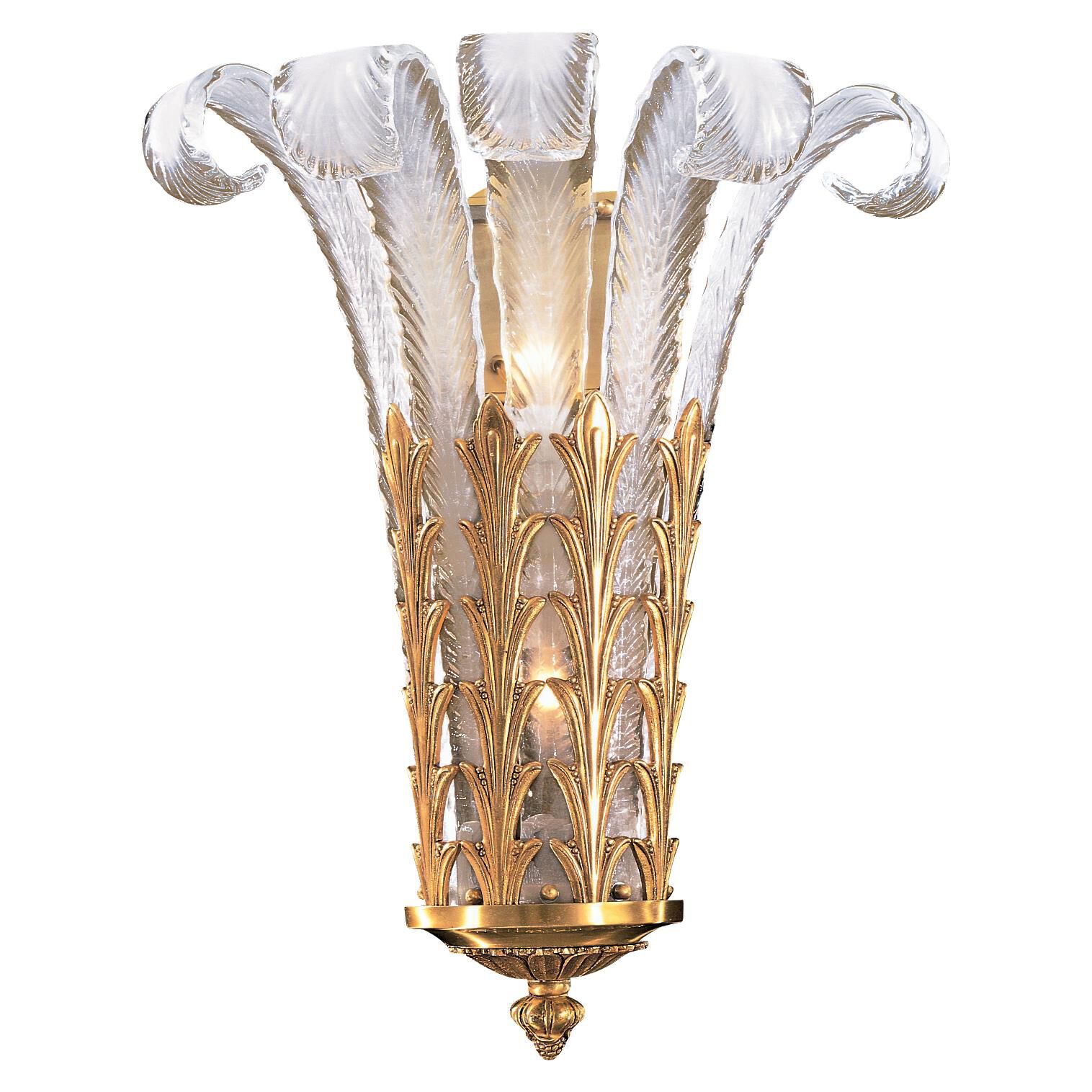 Shown in French Gold finish and White Murano glass