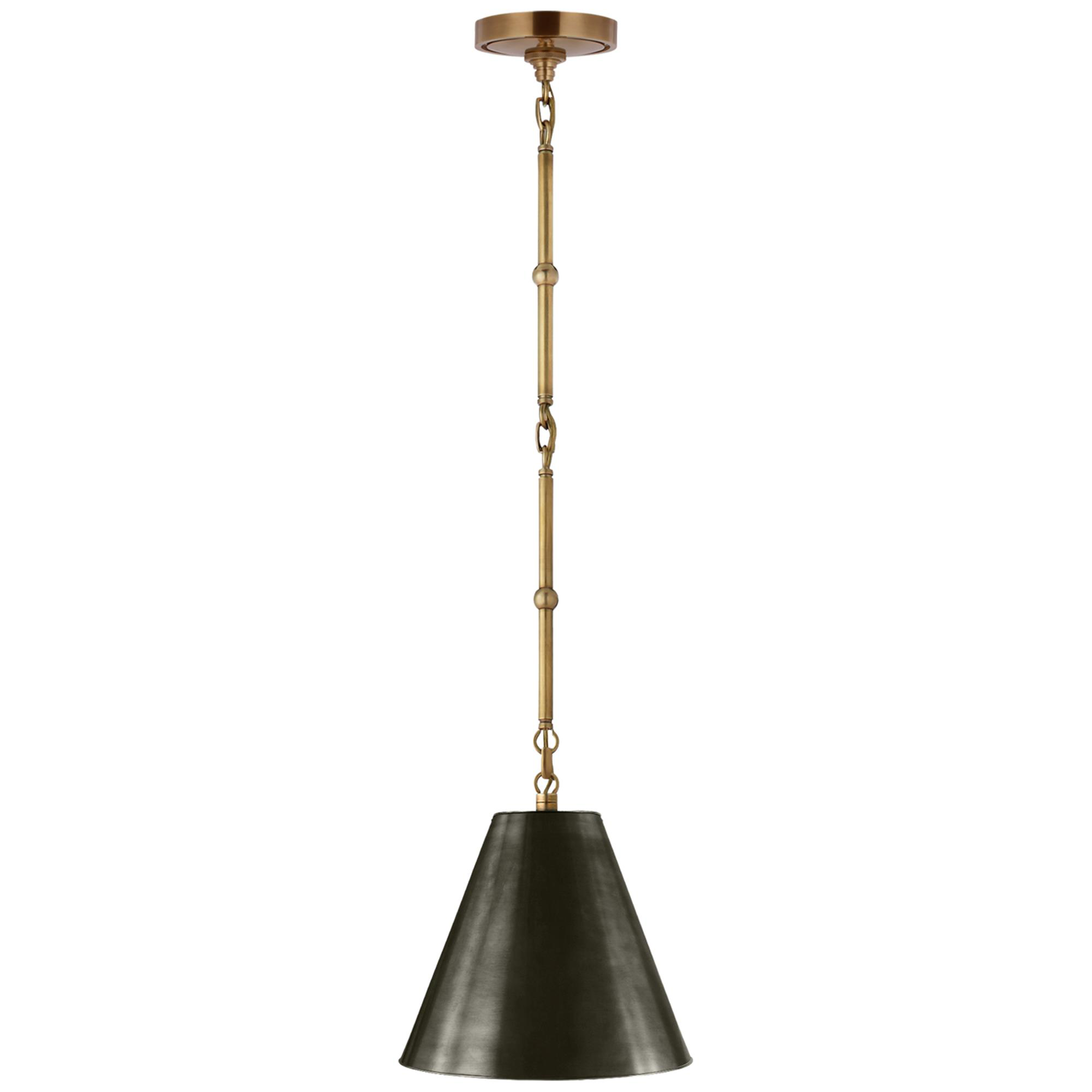 Shown in Hand-Rubbed Antique Brass finish and Bronze shade
