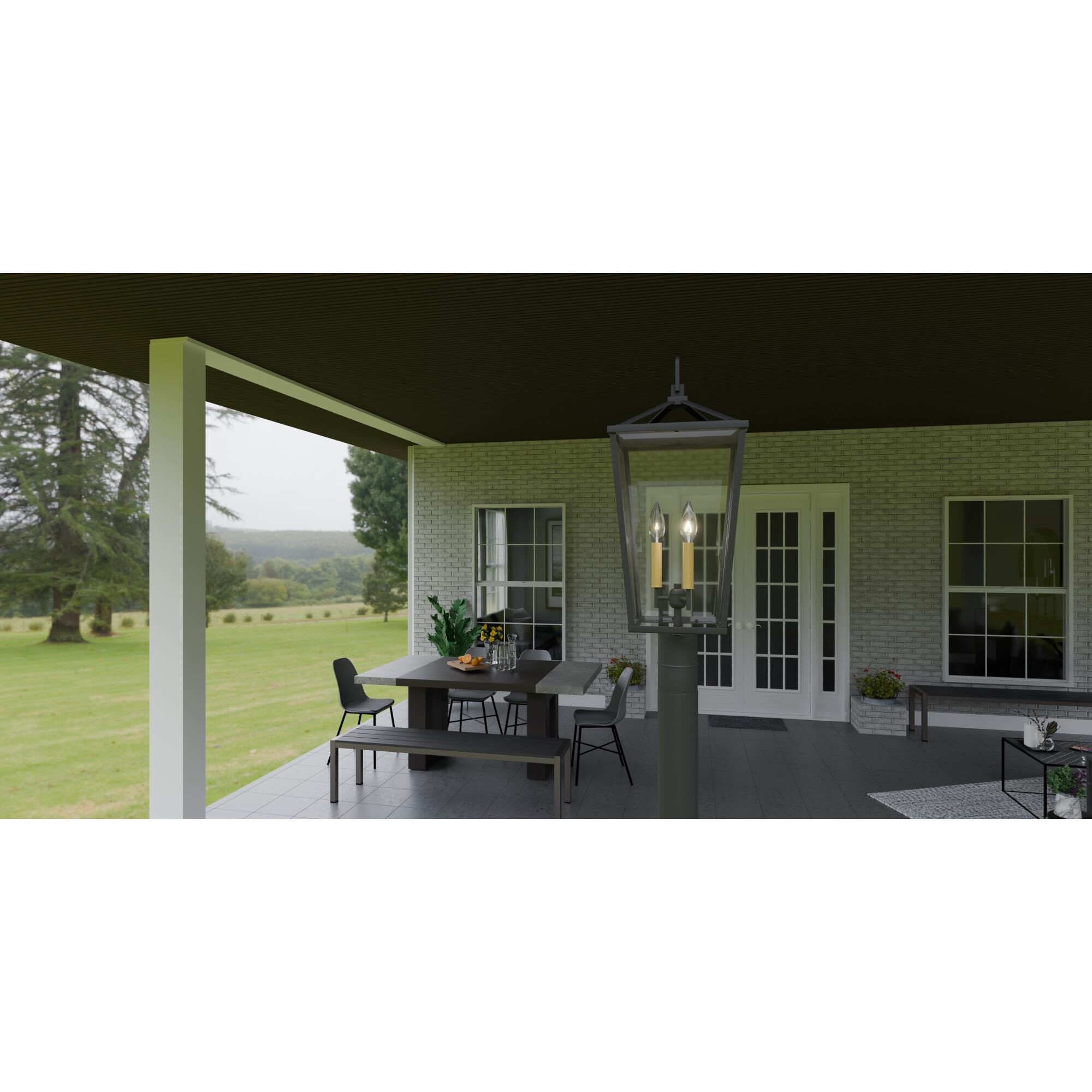 Hull 9.5 Inch 3 Light Outdoor Post Lamp by Quoizel