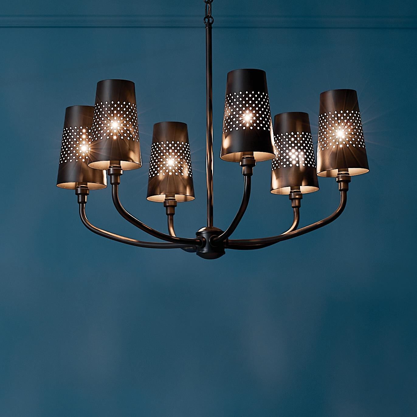 Shown in Black finish and Metal and Bell shade