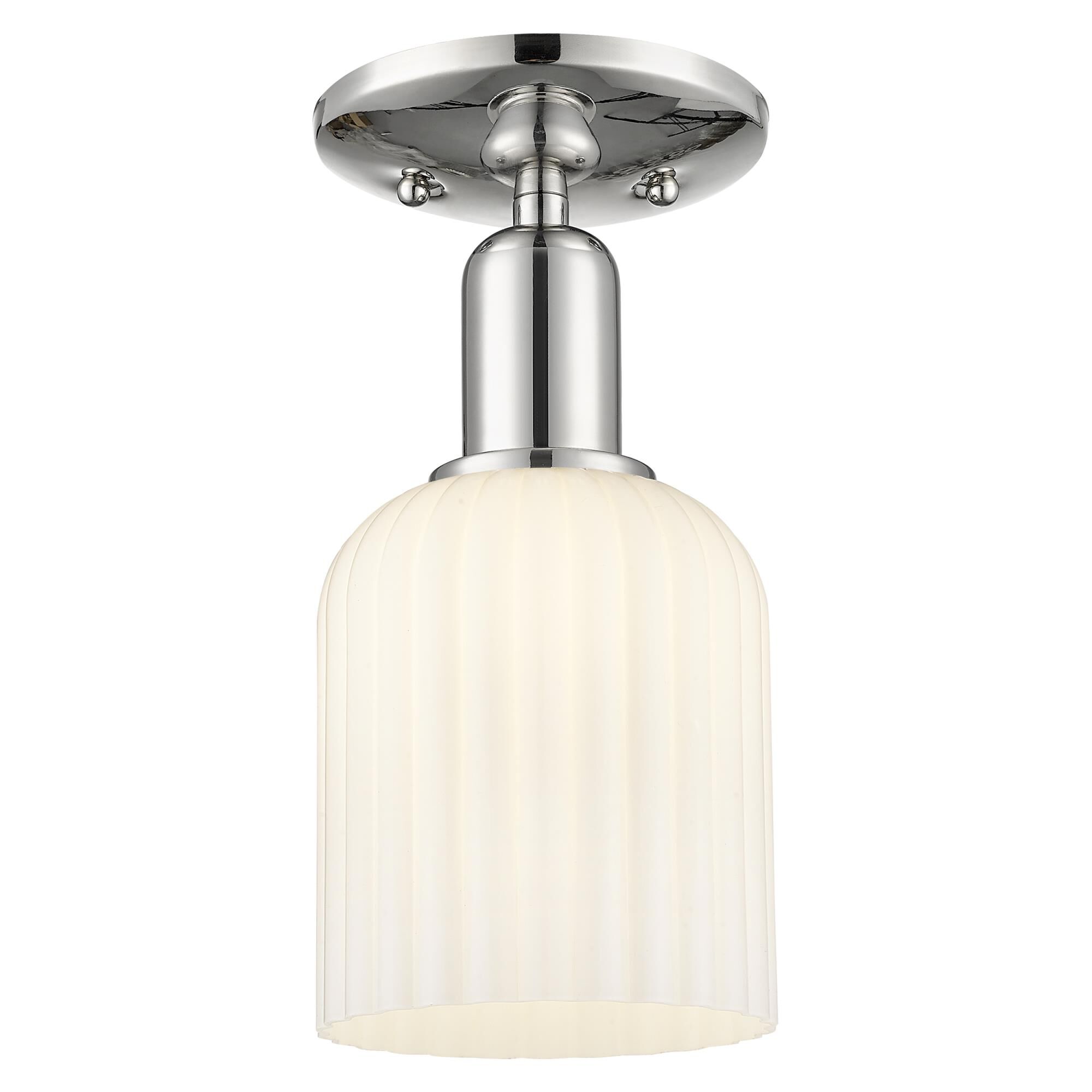 Shown in Polished Nickel finish and Gloss White glass