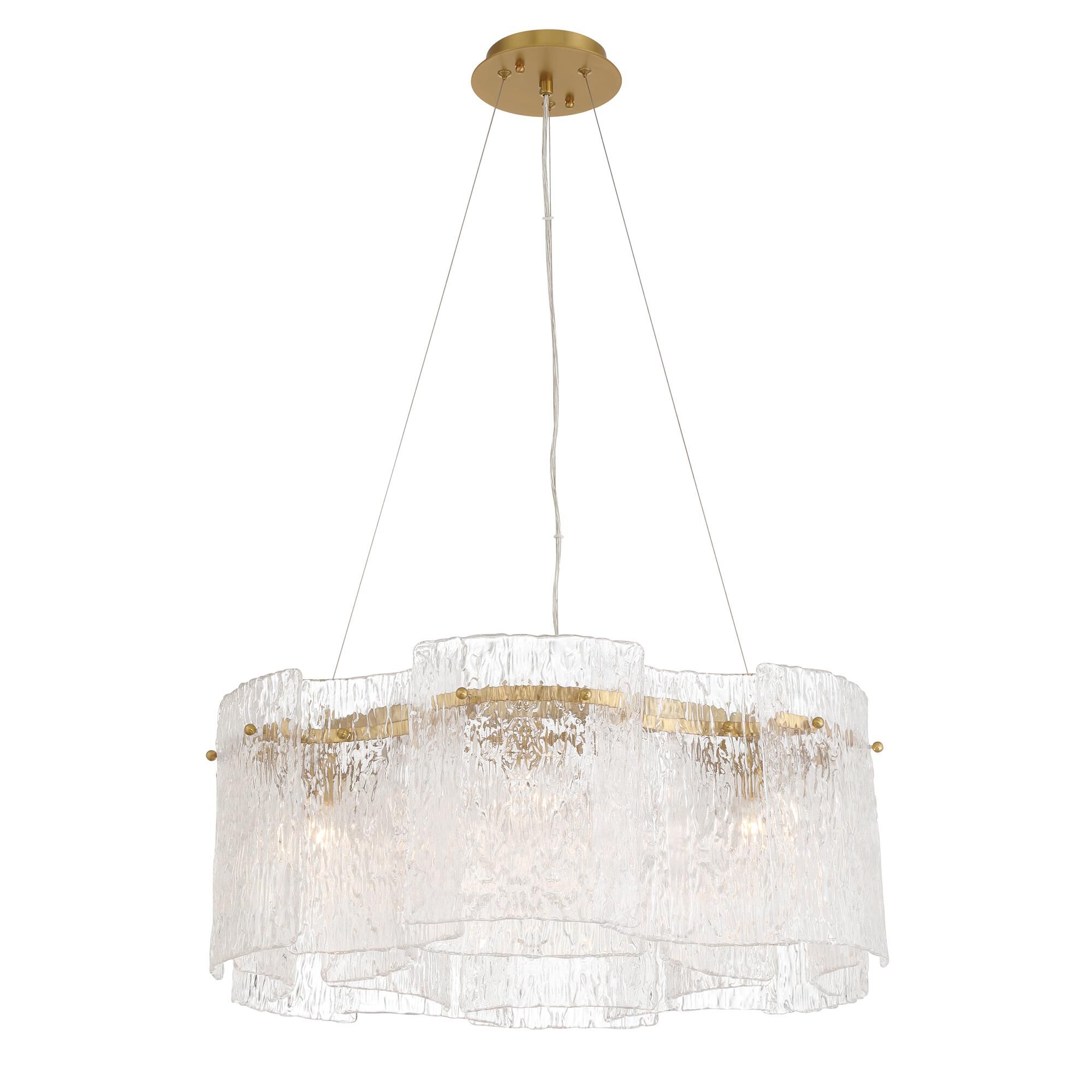 Shown in Legacy Brass finish and Clear Handmade glass