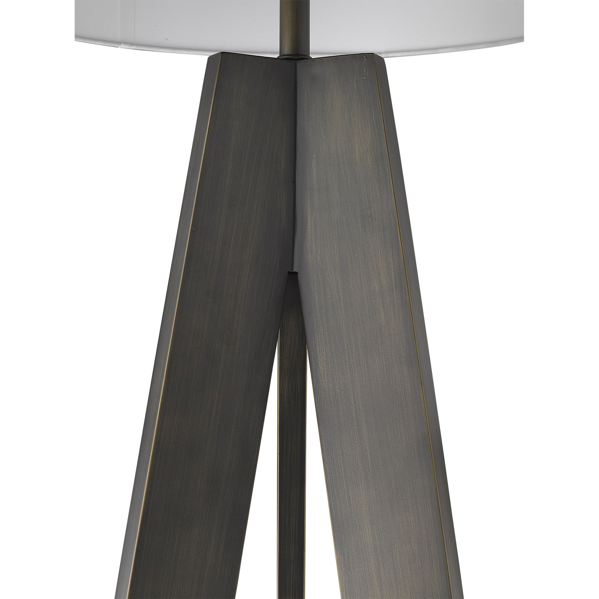 Shown in Oil-Rubbed Bronze finish and White glass and White Hardback Fabric Drum shade