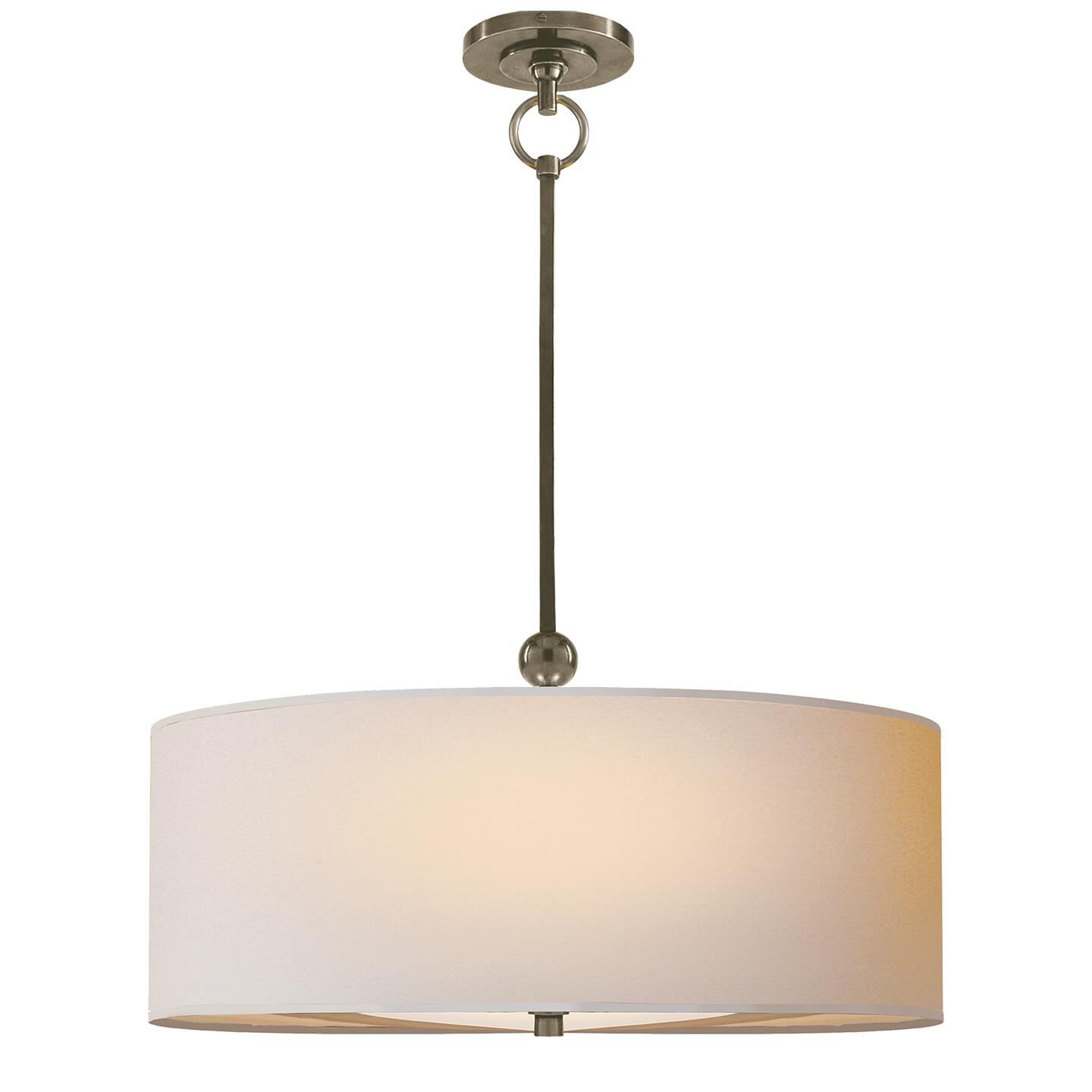 Shown in Antique Nickel finish and Natural Paper shade