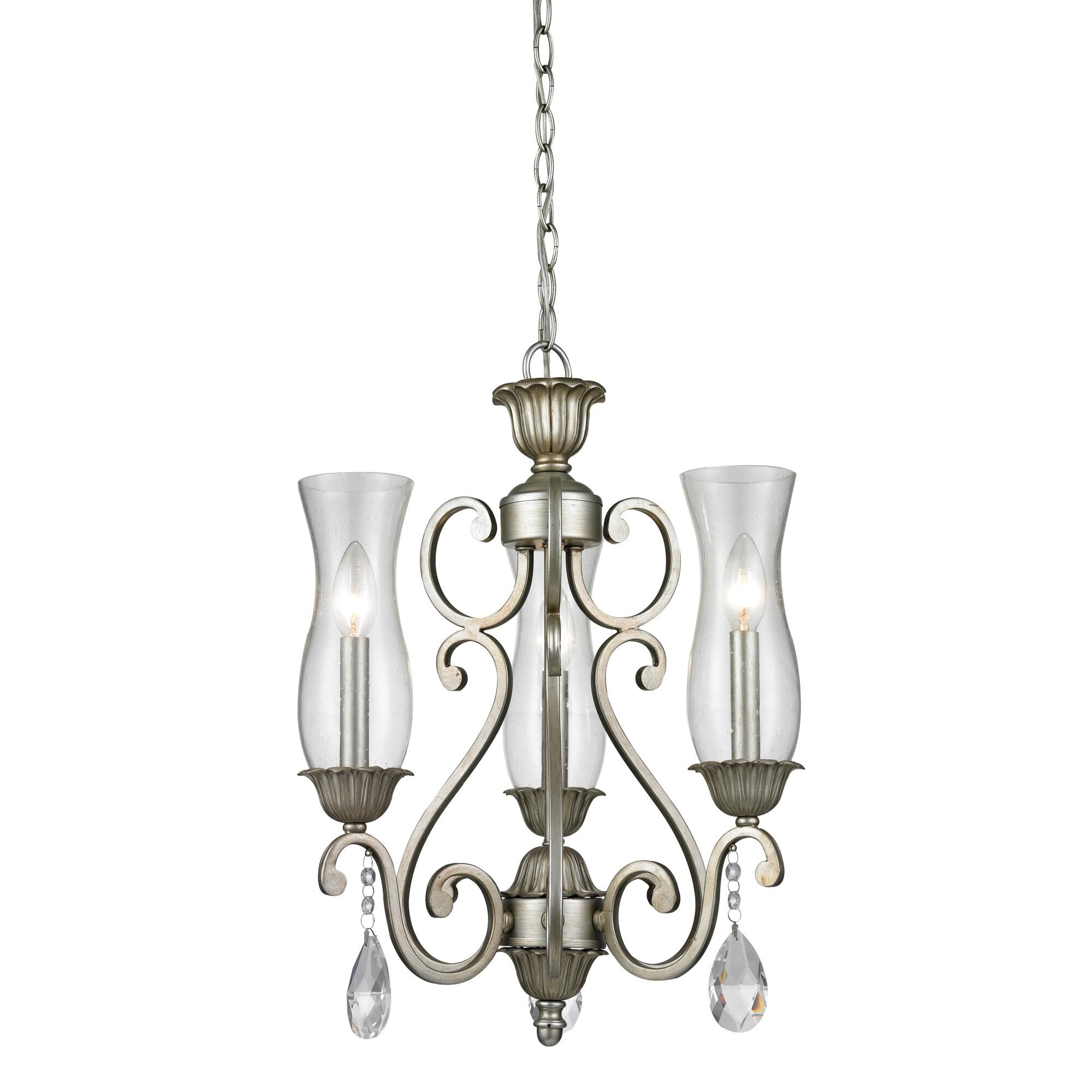 Shown in Antique Silver finish and Glass shade