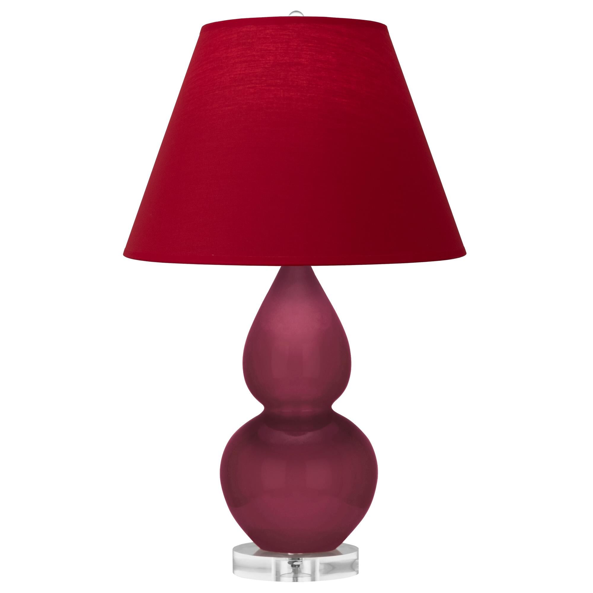 Shown in Sugar Plum finish and Rose Red with Ink Black Lining shade and Lucite accent