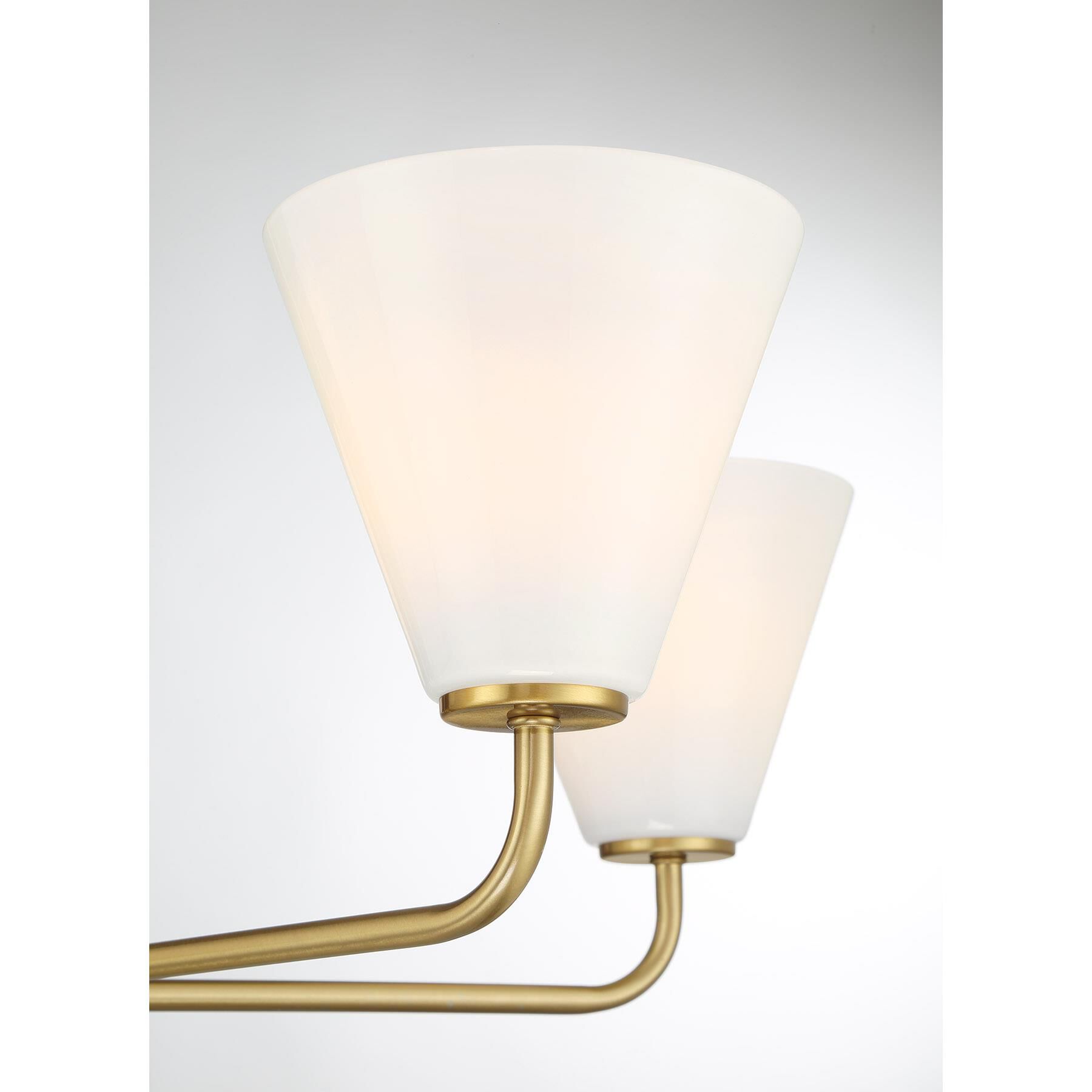 Shown in Warm Brass finish and Strie shade