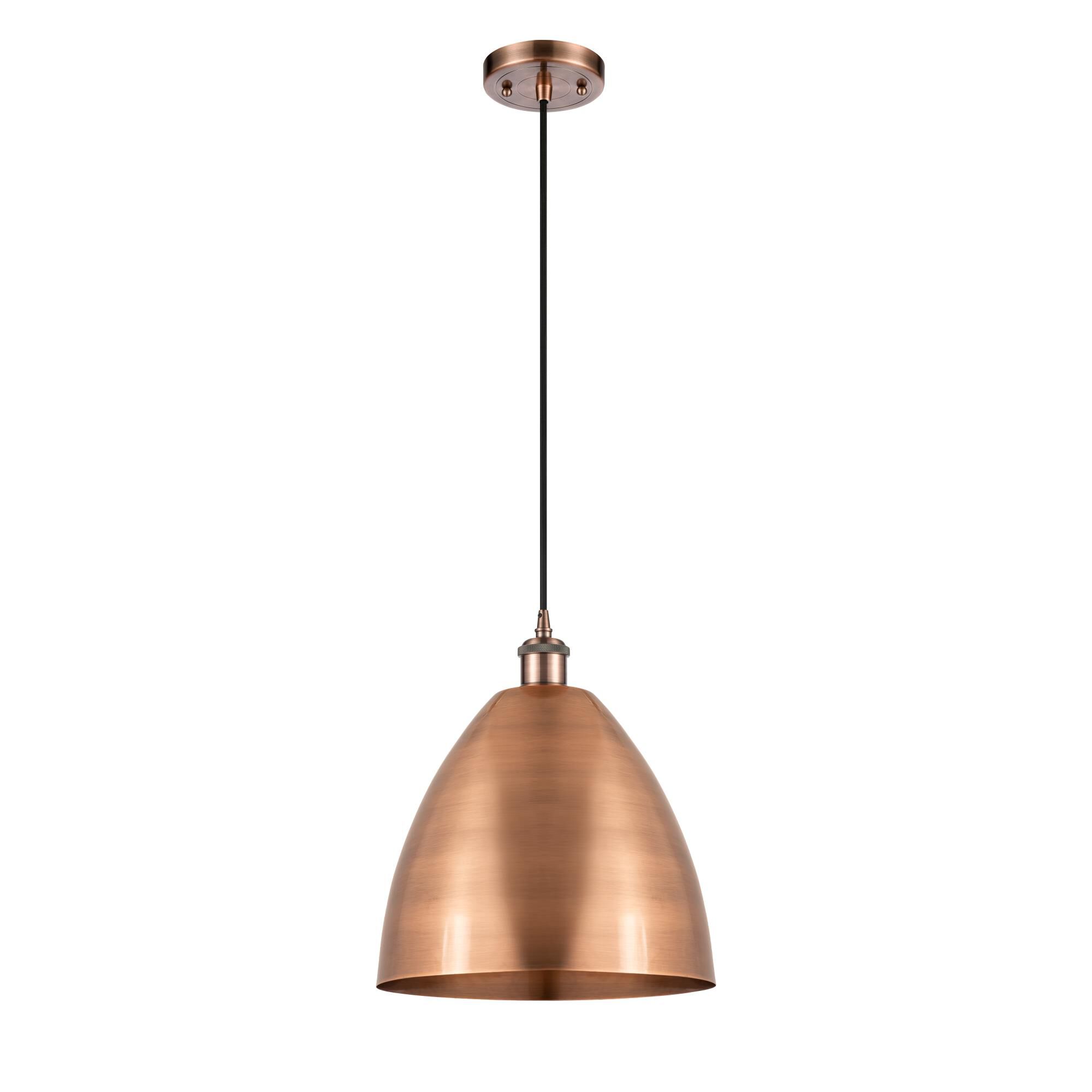 Shown in Antique Copper finish and Clear glass and Matte Black Ballston Dome shade