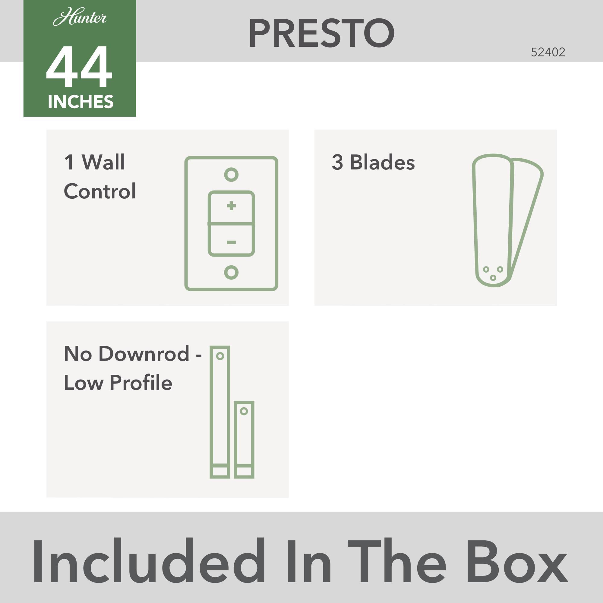 Presto 44 Inch Flush Mount Fan by Hunter Fan