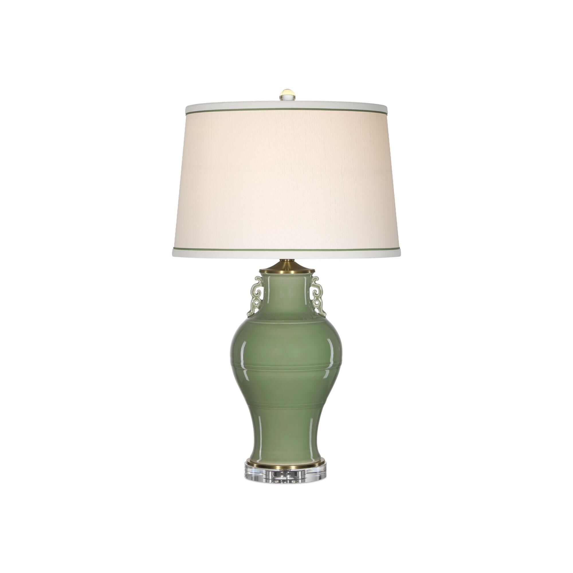 Shown in Green and Clear finish and Off-White Polyester/Single Fold/Green Trim shade