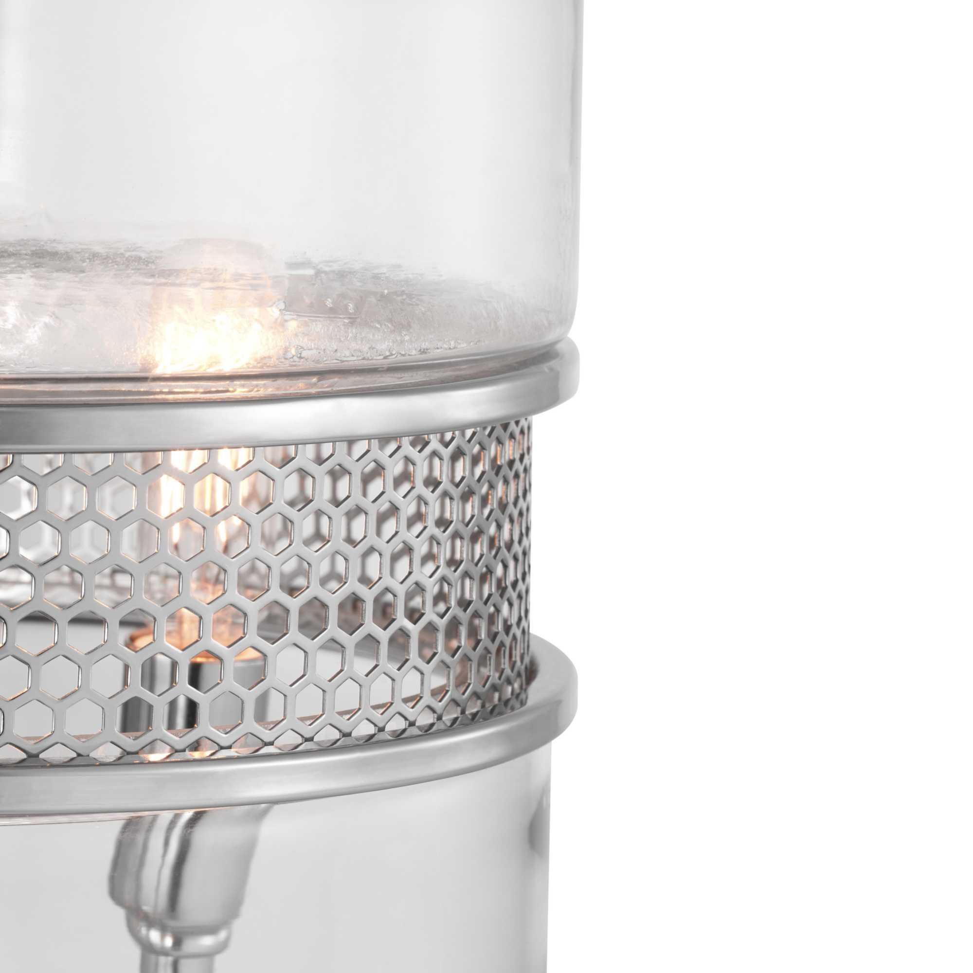 Shown in Polished Chrome finish and Clear glass