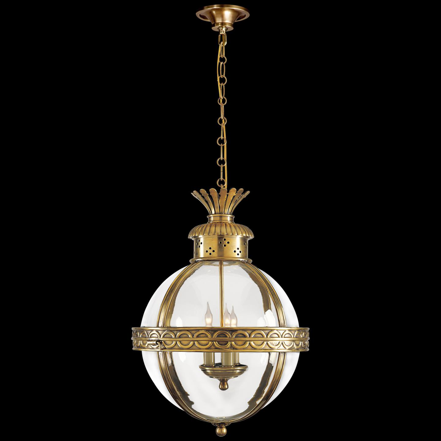 Shown in Antique-Burnished Brass finish and Clear glass