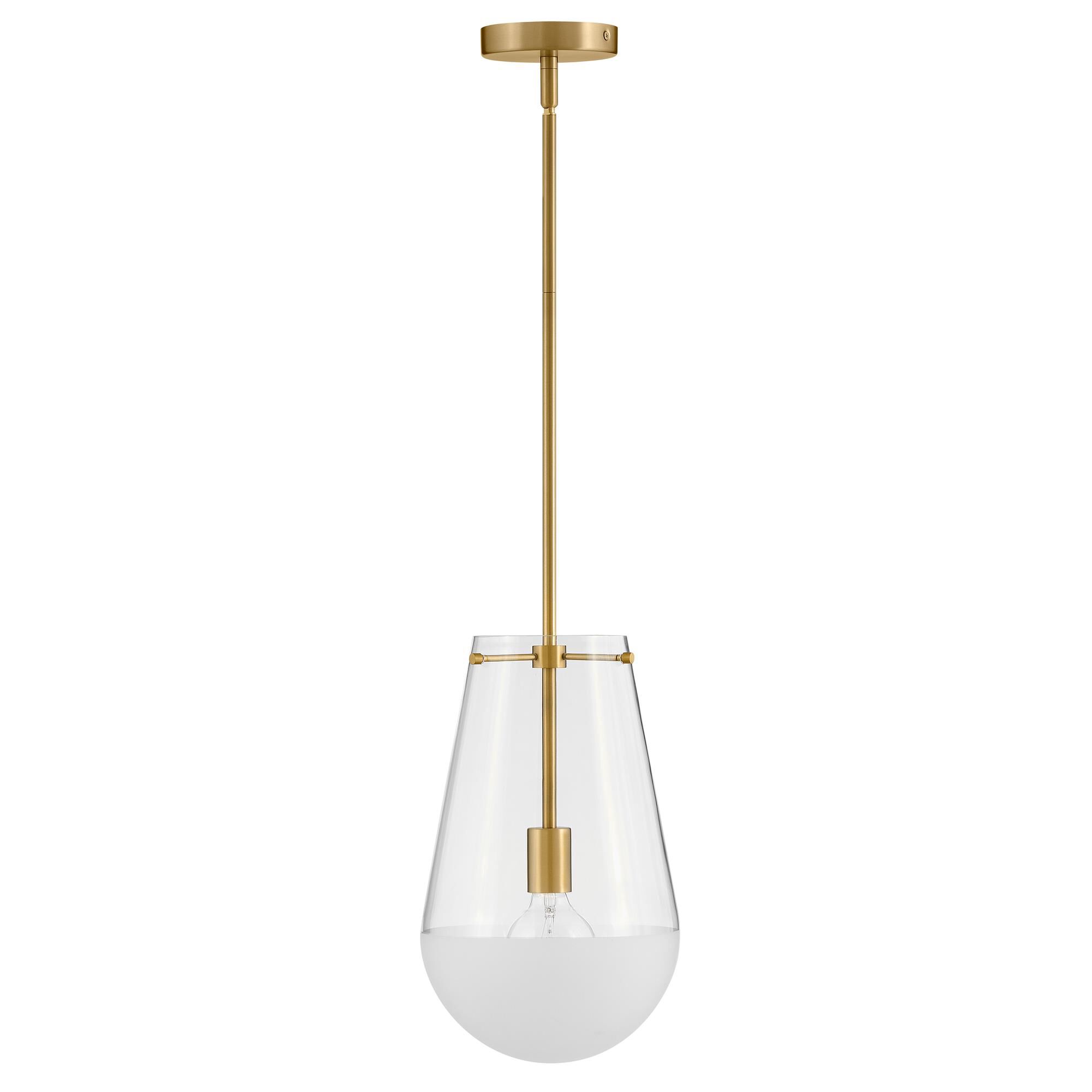 Shown in Lacquered Brass finish and Clear With Etch-Dipped glass