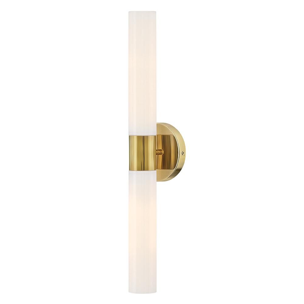 Shown in Bright Brass finish and Cased Opal glass