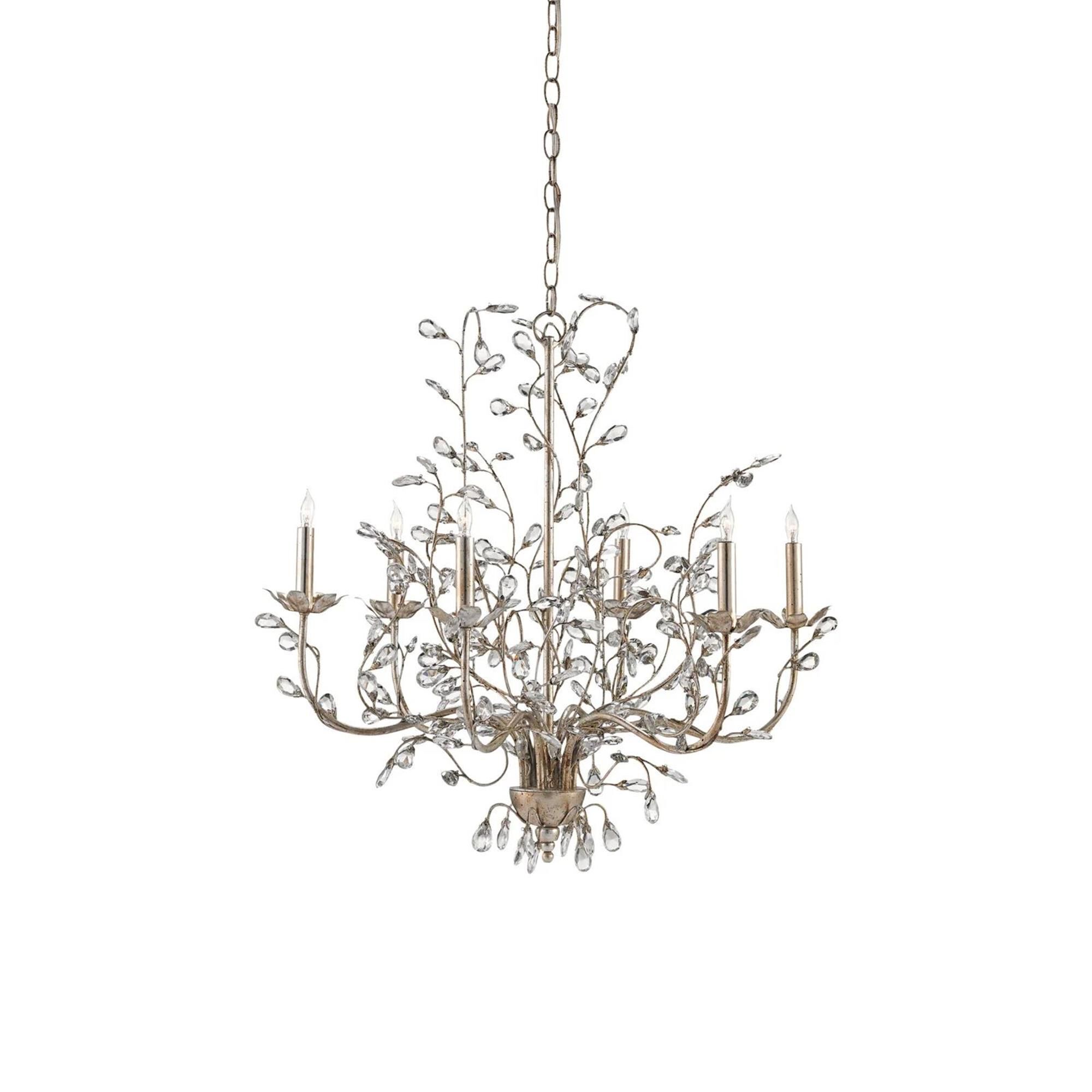 Crystal Bud 28 Inch 6 Light Chandelier by Currey and Company