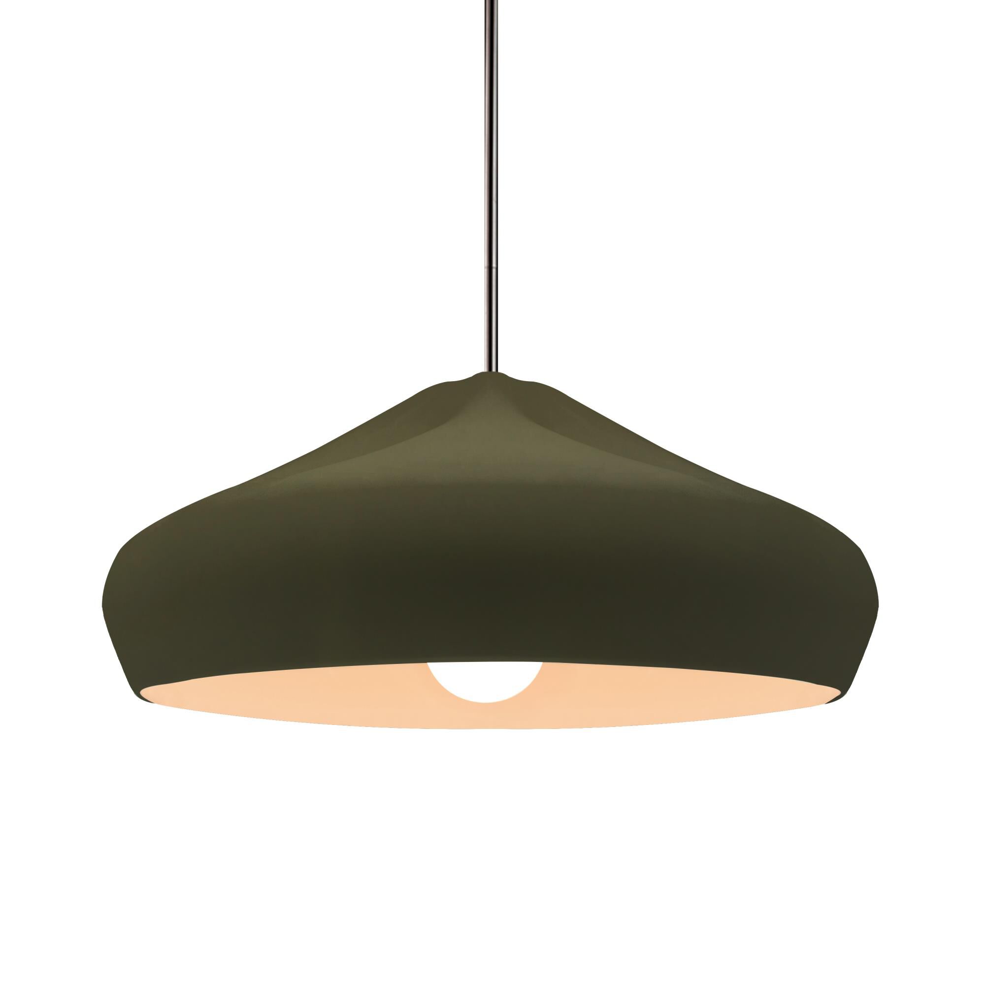 Shown in Brushed Nickel finish and Matte Green shade
