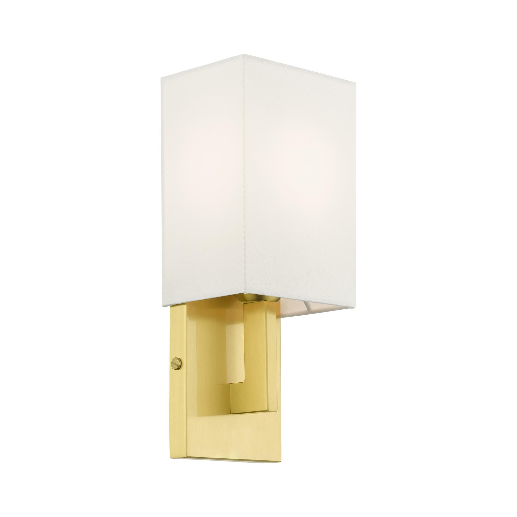 Shown in Satin Brass finish and Hand Crafted Hardback  Completely Finished With Off-White Color Fabric Outside and Inside shade