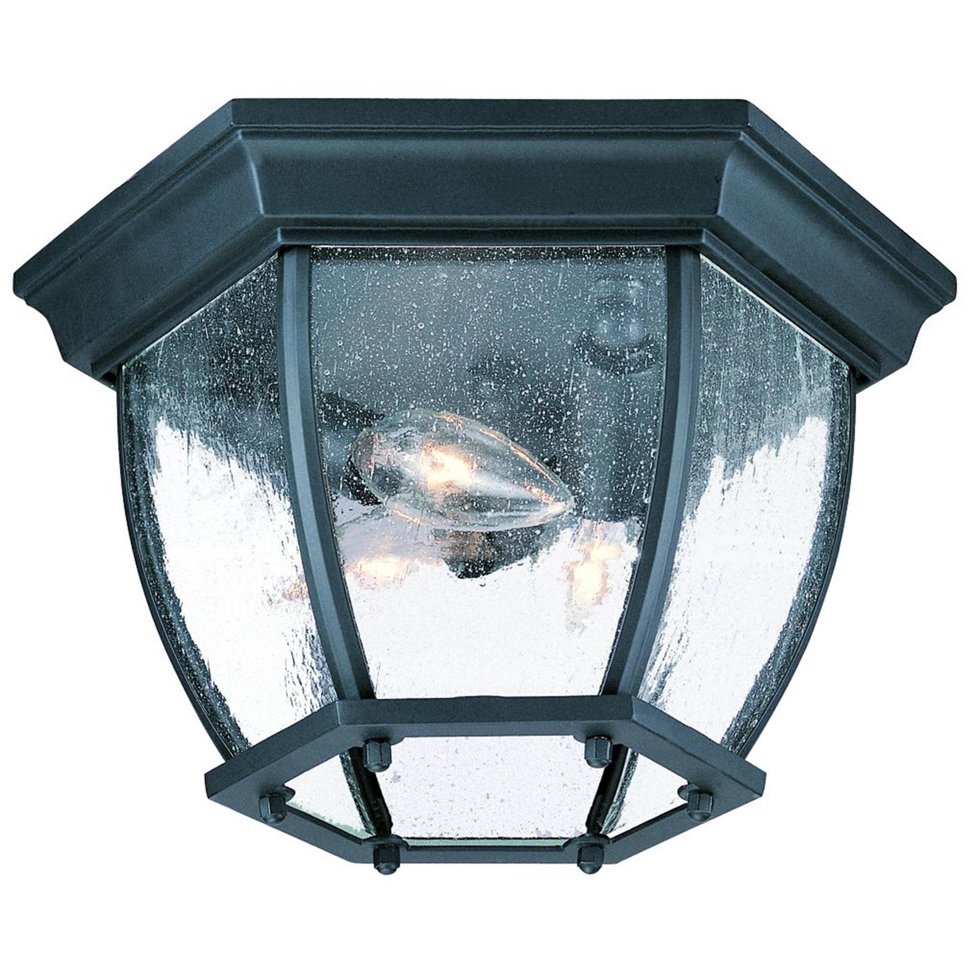 Shown in Matte Black finish and Clear glass and Seeded Glass Panes shade