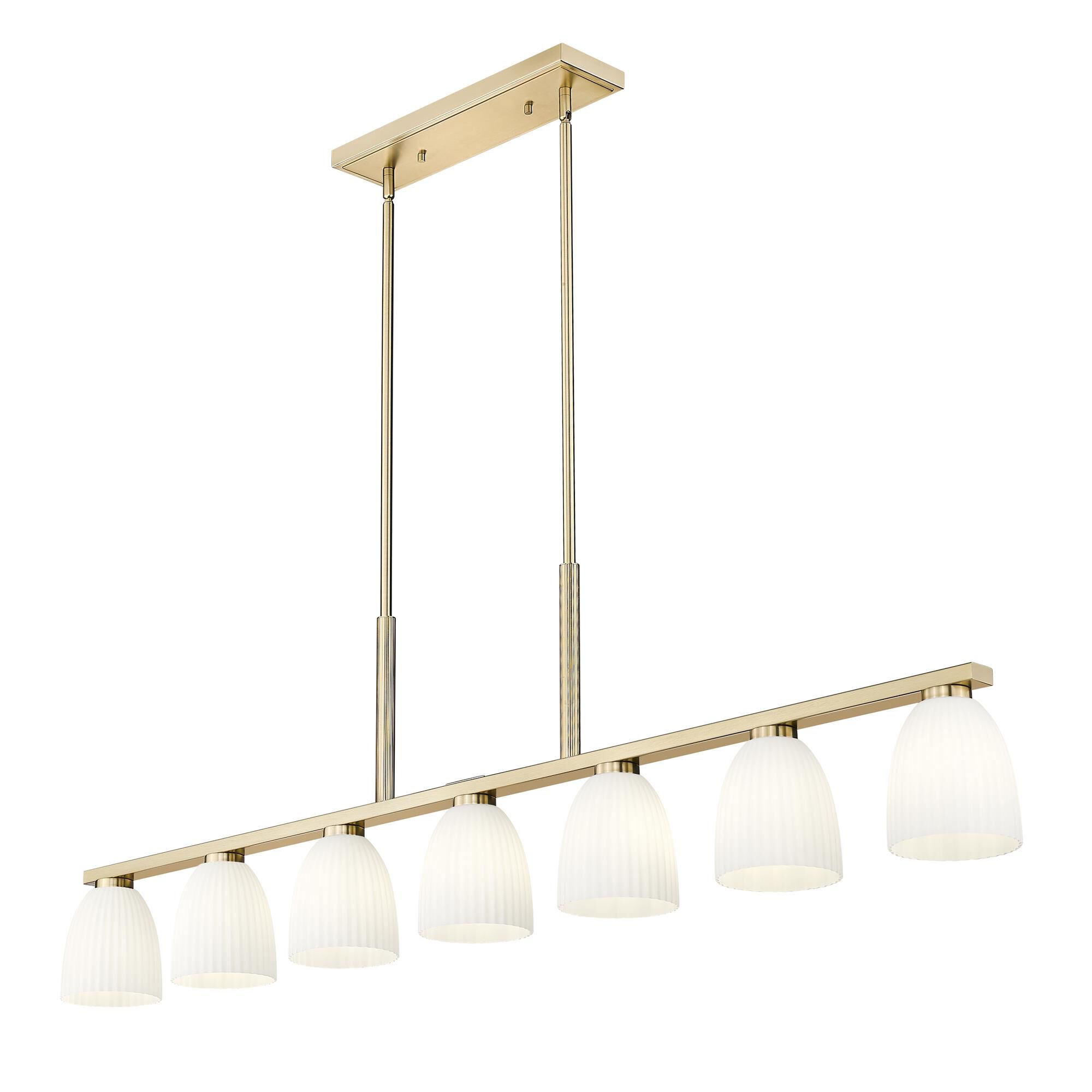 Shown in Modern Gold finish and Matte Opal glass and Matte Opal shade