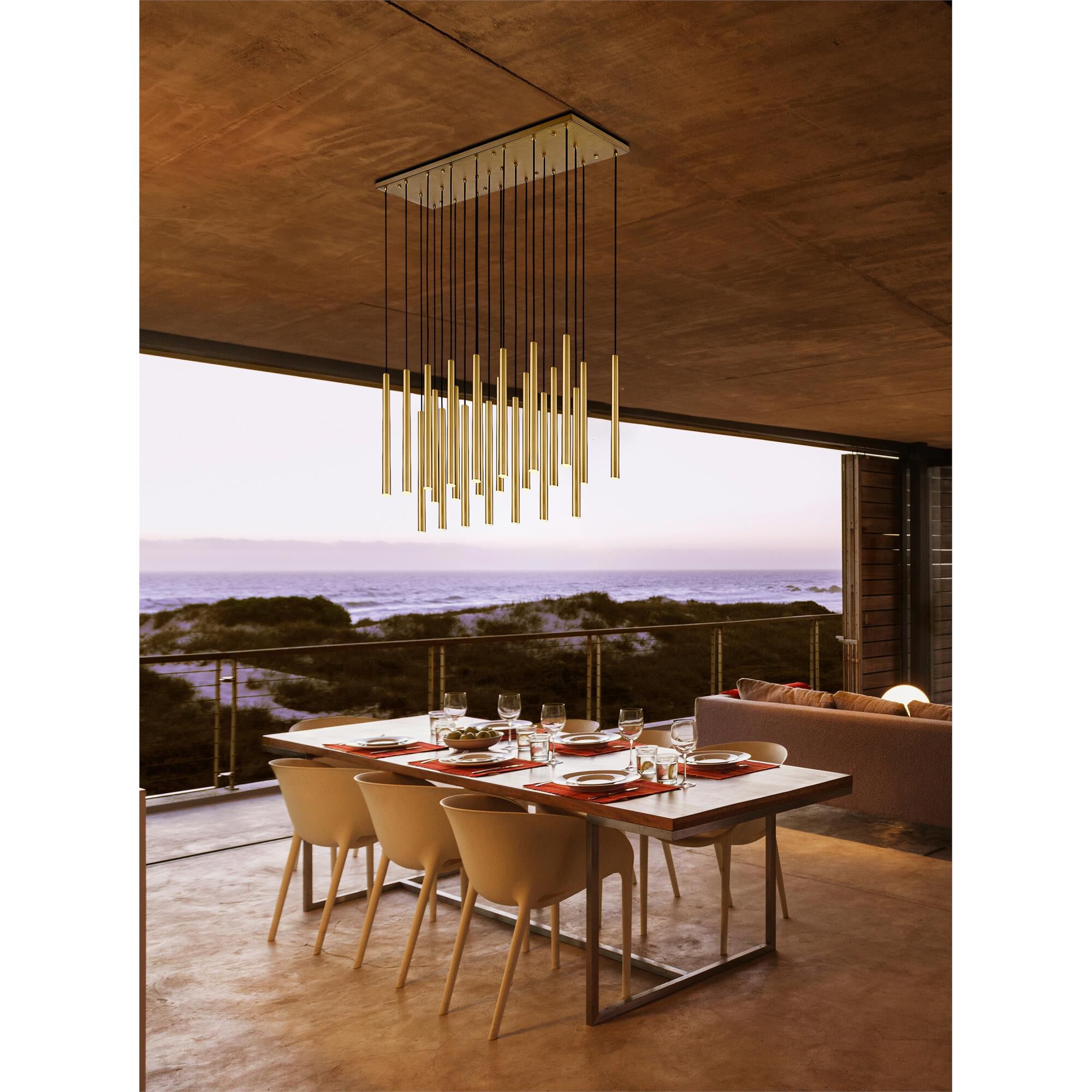 Shown in Modern Gold finish and Modern Gold glass and Modern Gold shade