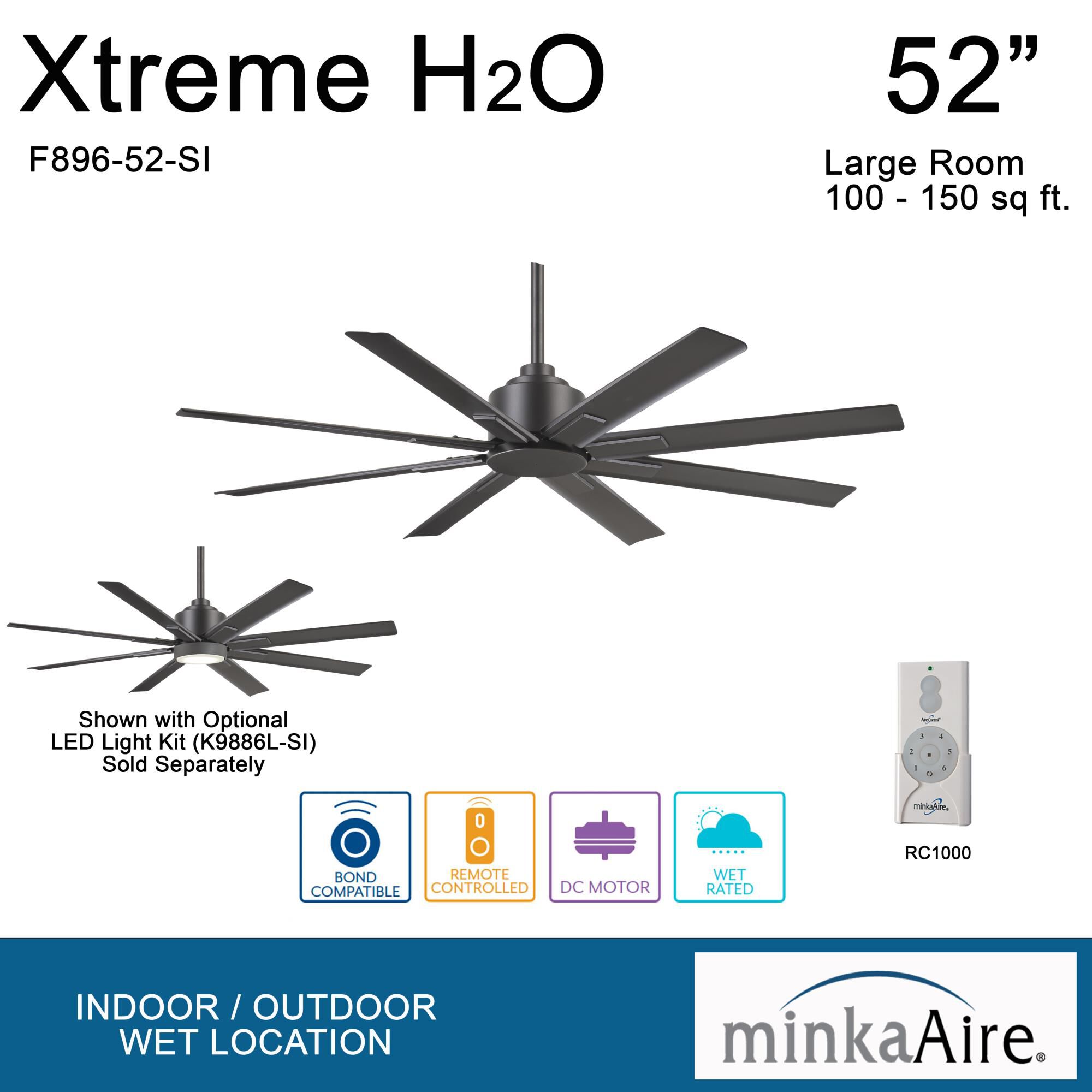 Xtreme H2O Outdoor Rated 52 Inch Ceiling Fan by Minka Aire