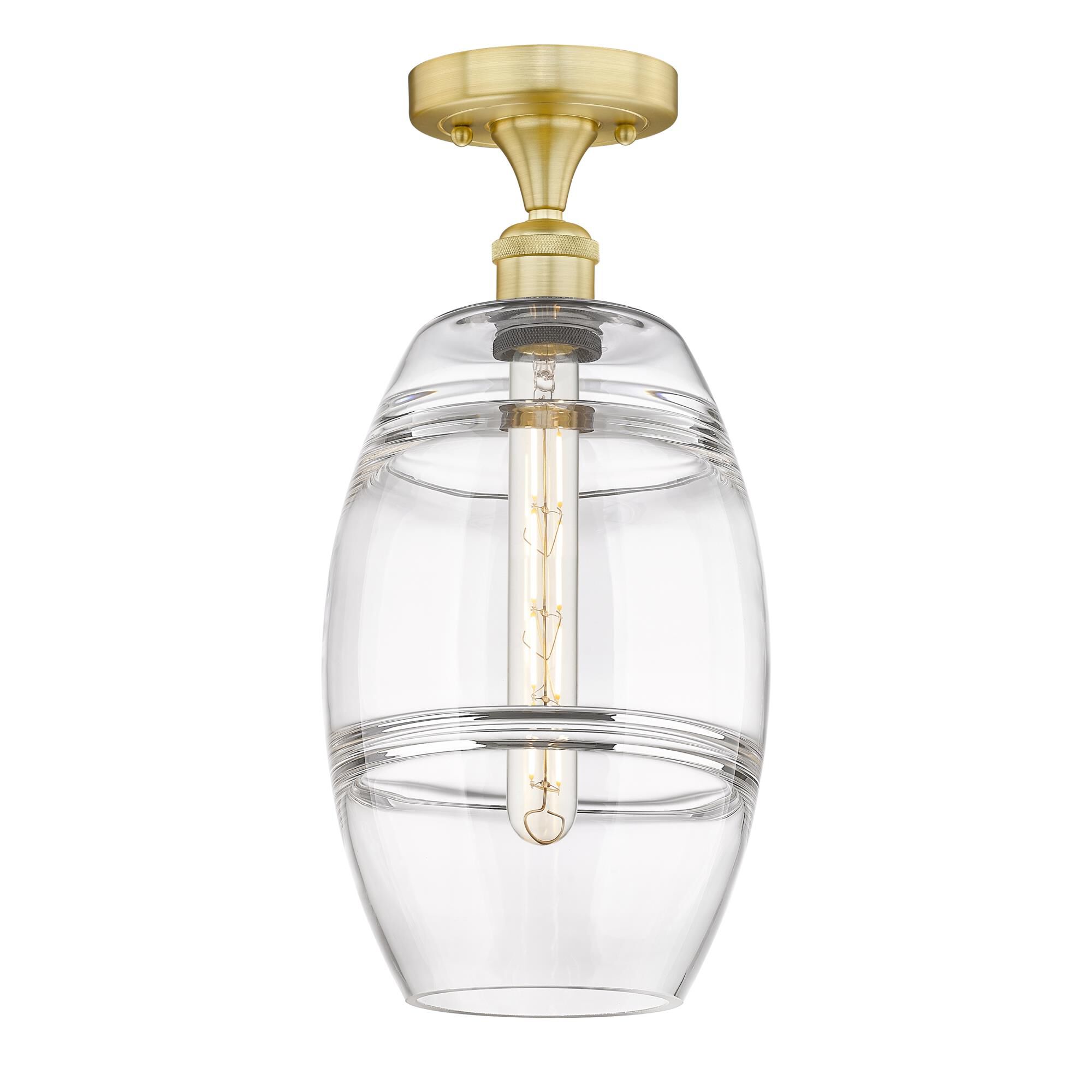 Shown in Satin Gold finish and Clear glass