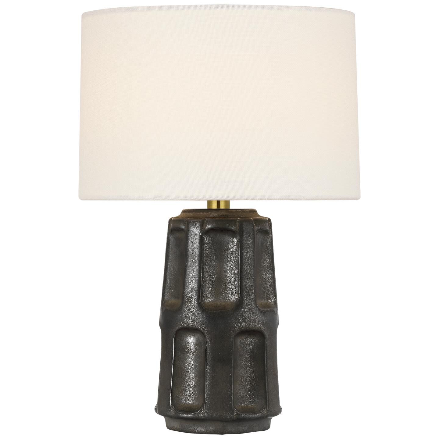 Shown in Stained Black Metallic finish and Linen shade