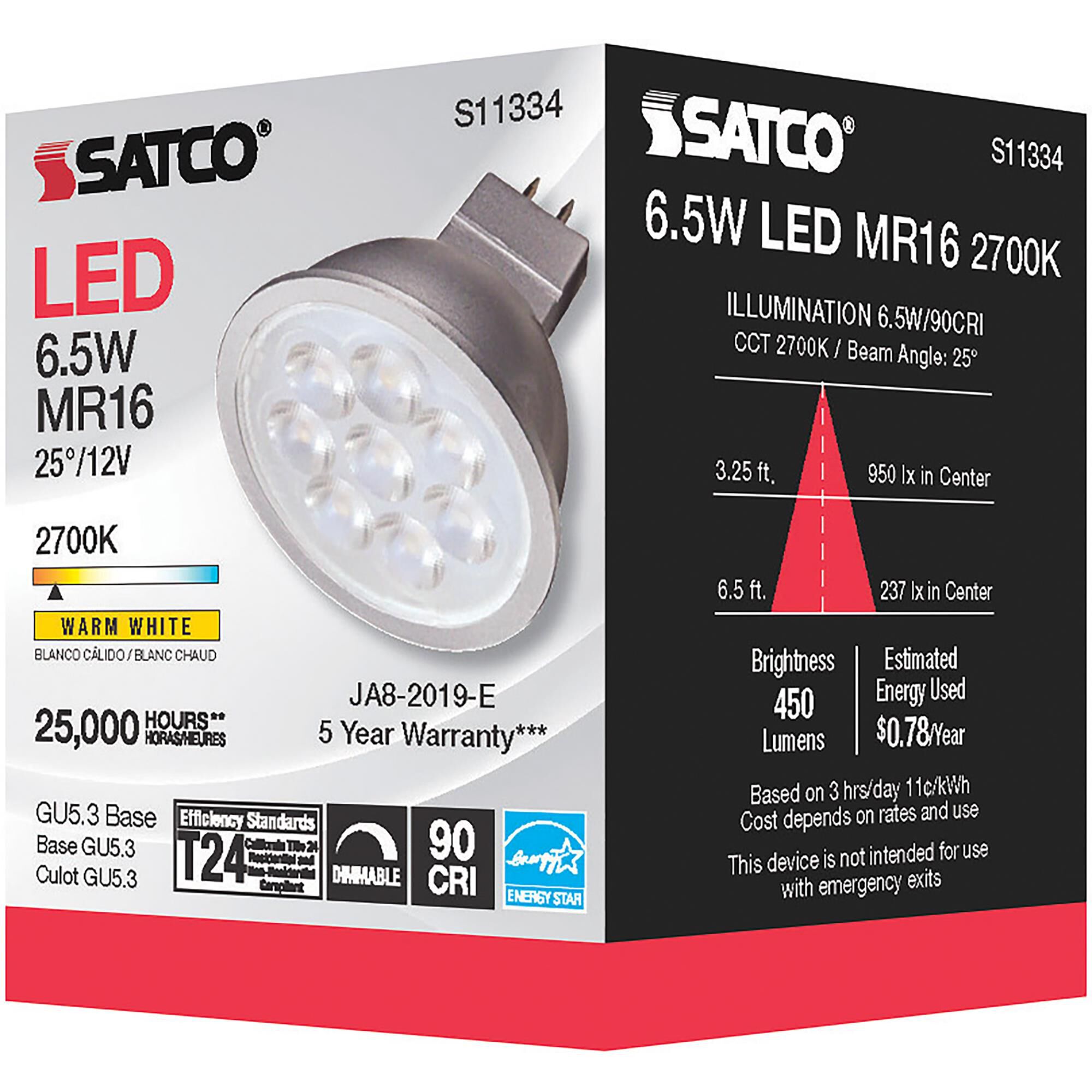 Dimmable 6.5 Watt 2700K LED Light Bulb by Satco