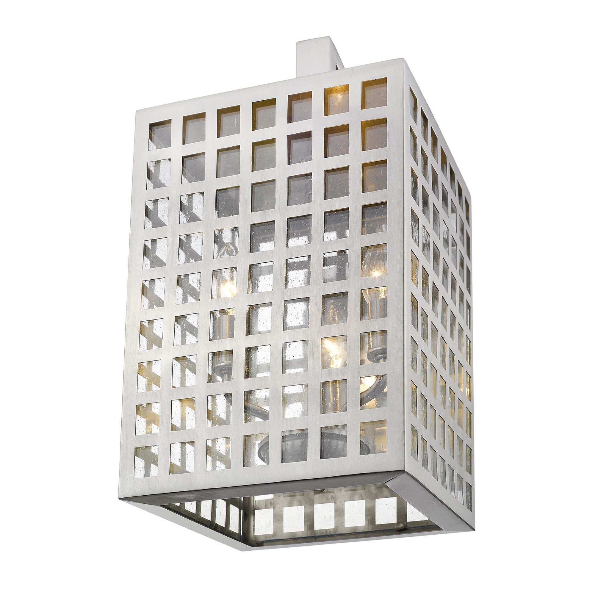 Shown in Satin Nickel finish and Clear glass and Clear, Seedy Glass Panes shade