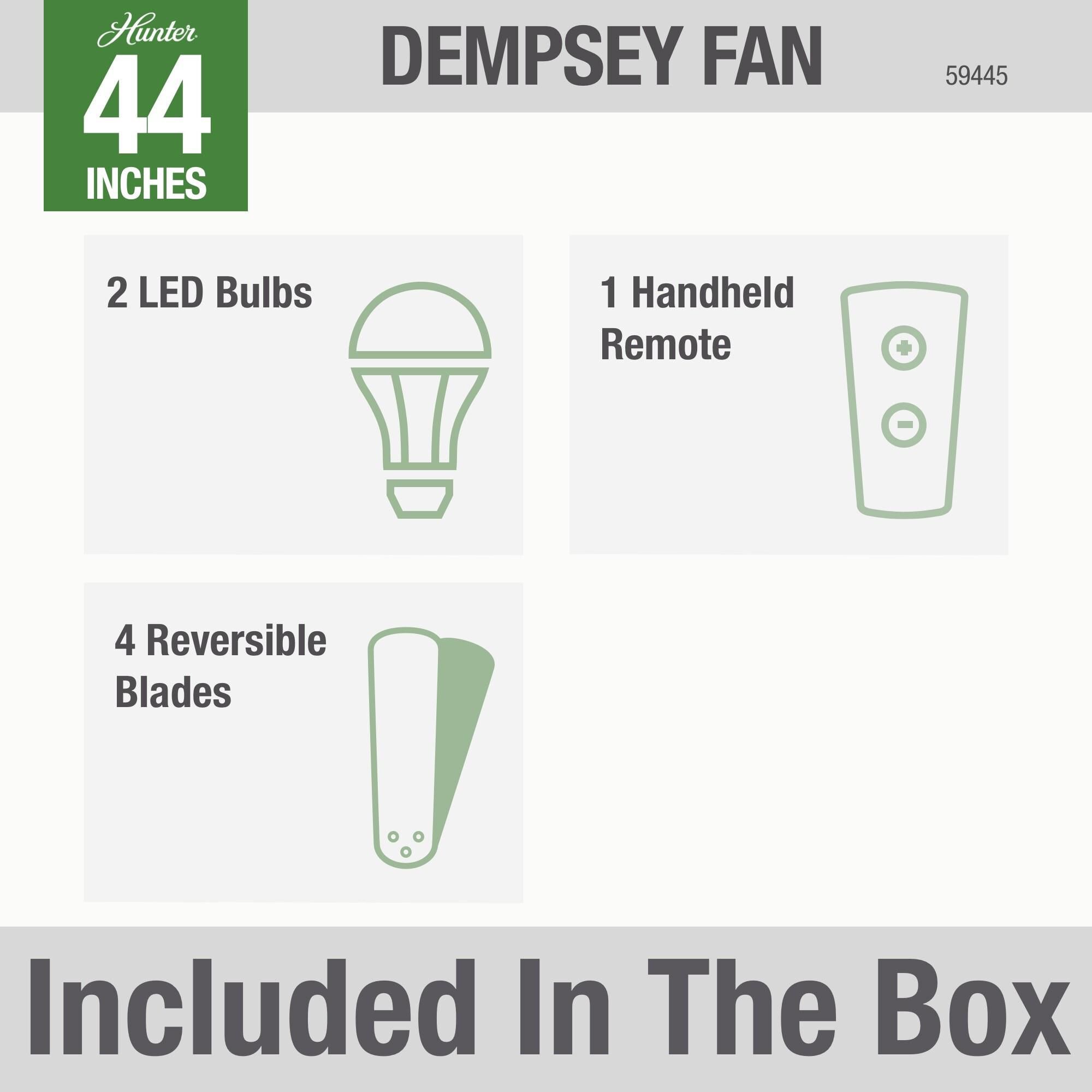 Dempsey 44 Inch Ceiling Fan with Light Kit by Hunter Fan