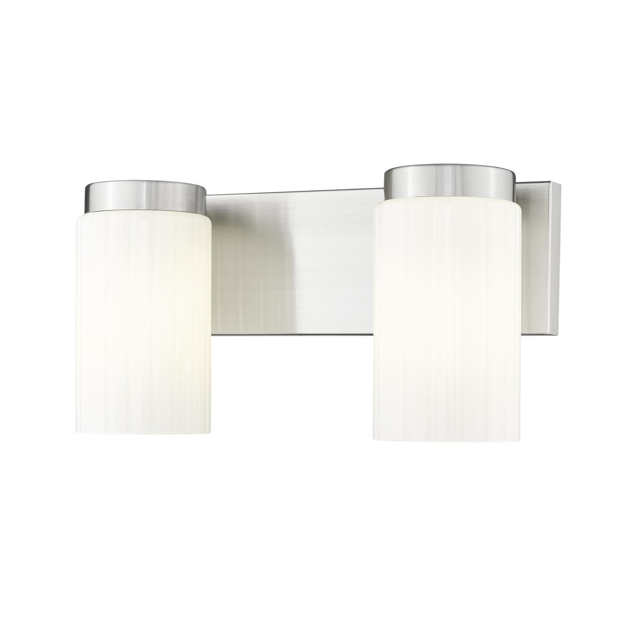 Shown in Brushed Nickel finish and Matte Opal glass and Matte Opal shade