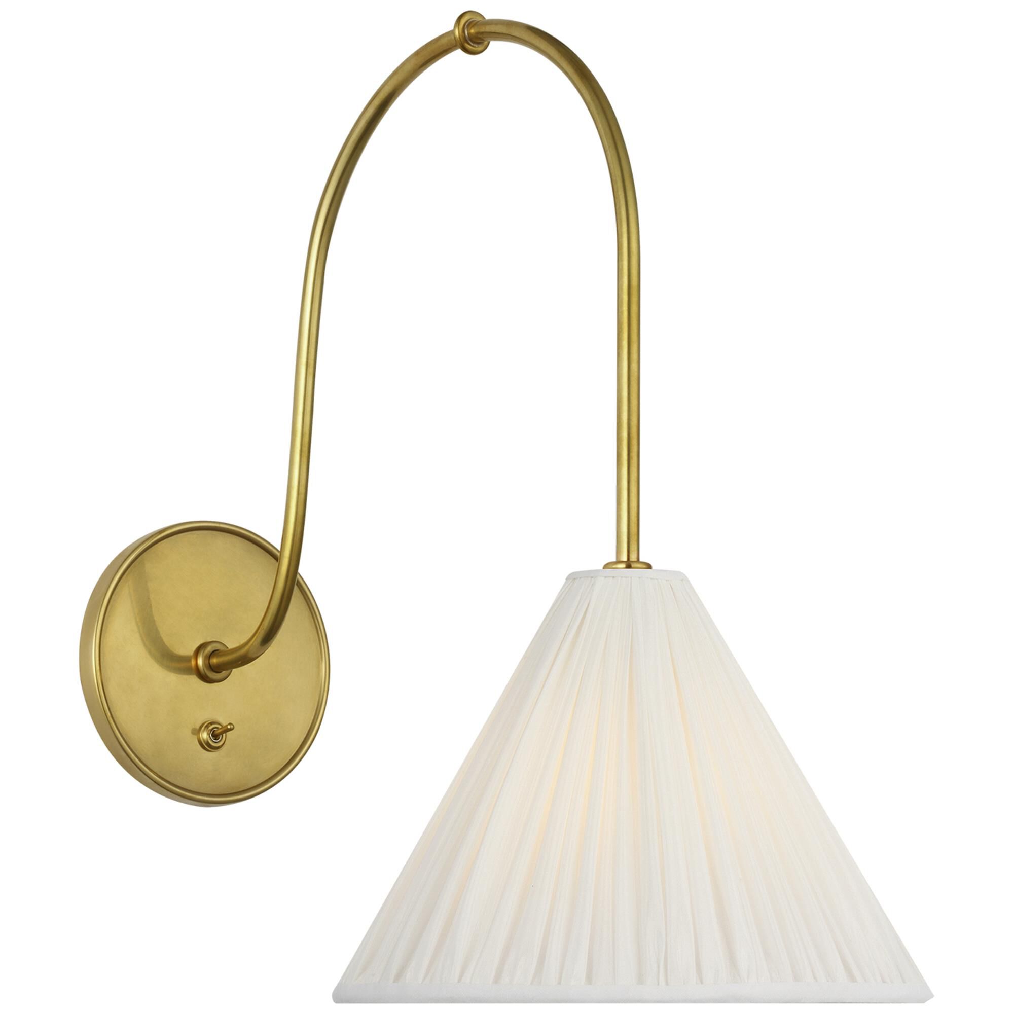Shown in Hand-Rubbed Antique Brass finish and Silk Pleated shade