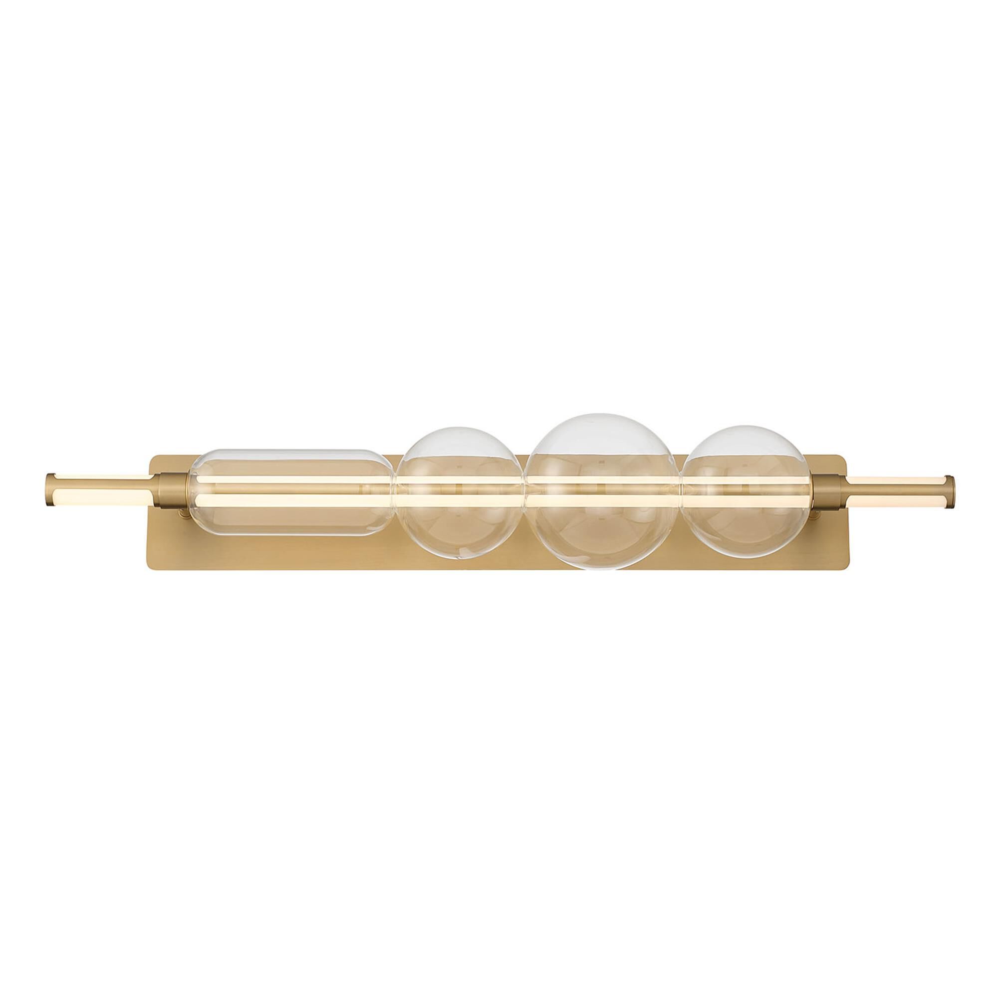 Shown in Gold finish and Clear glass