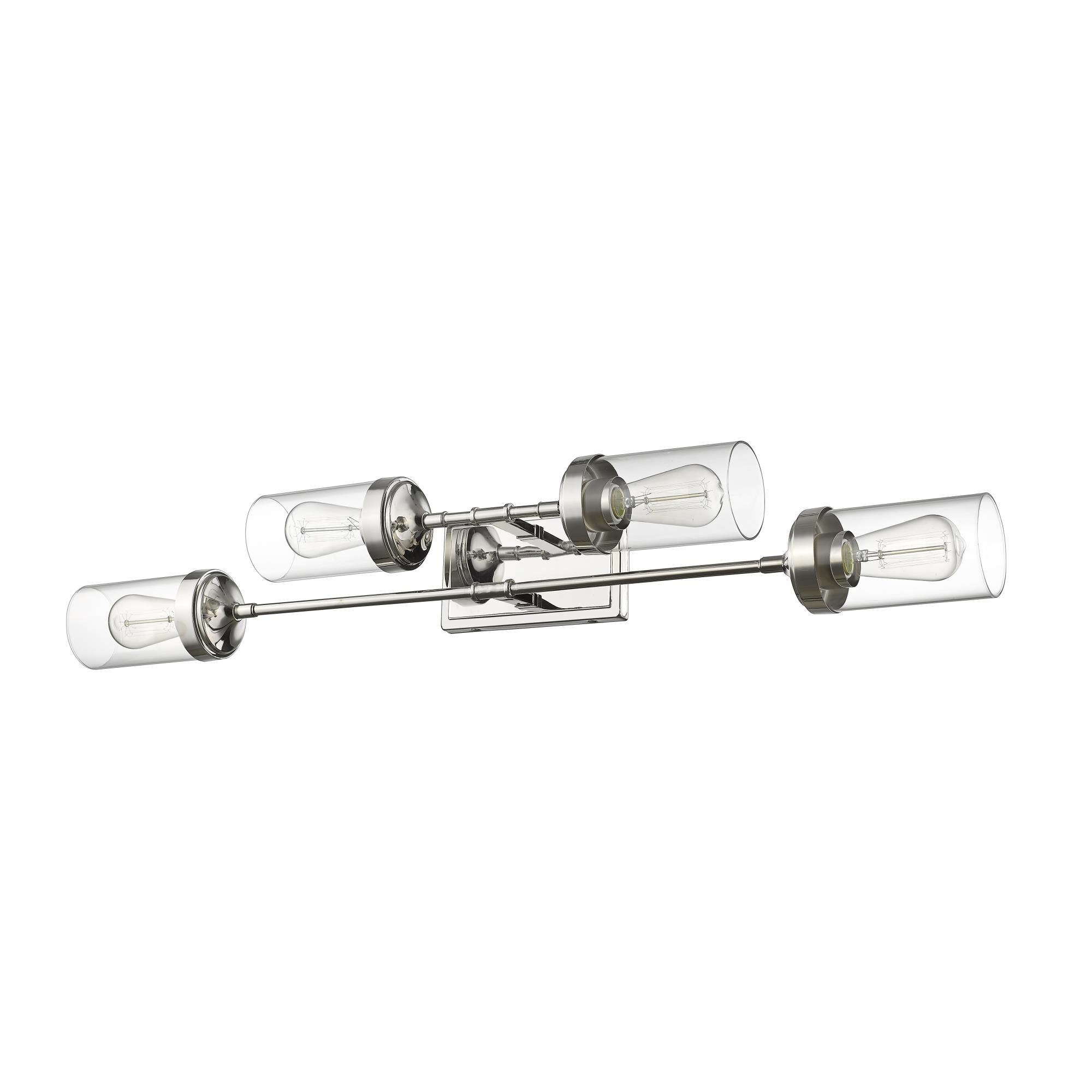 Shown in Polished Nickel finish and Glass shade