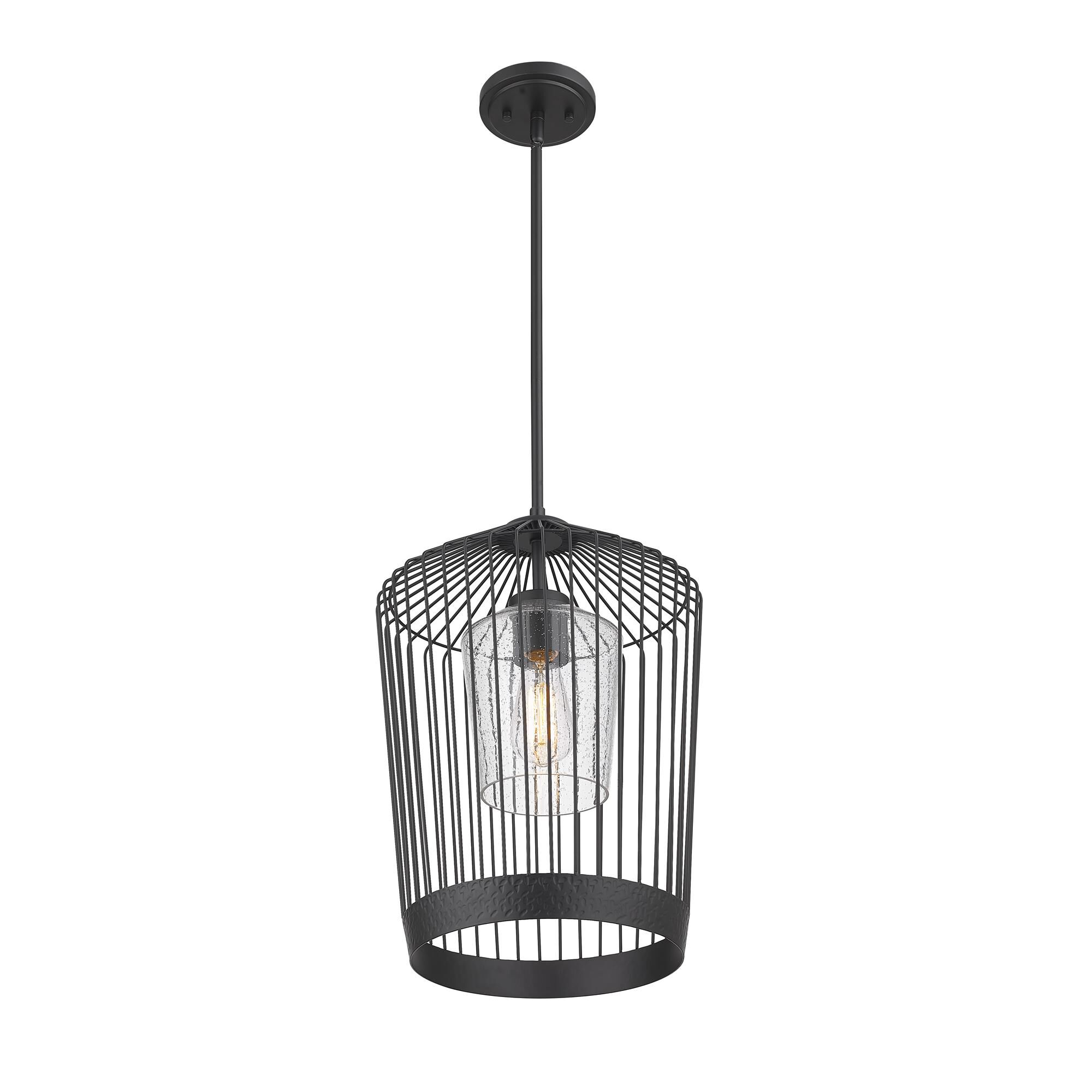 Shown in Matte Black finish and Glass shade