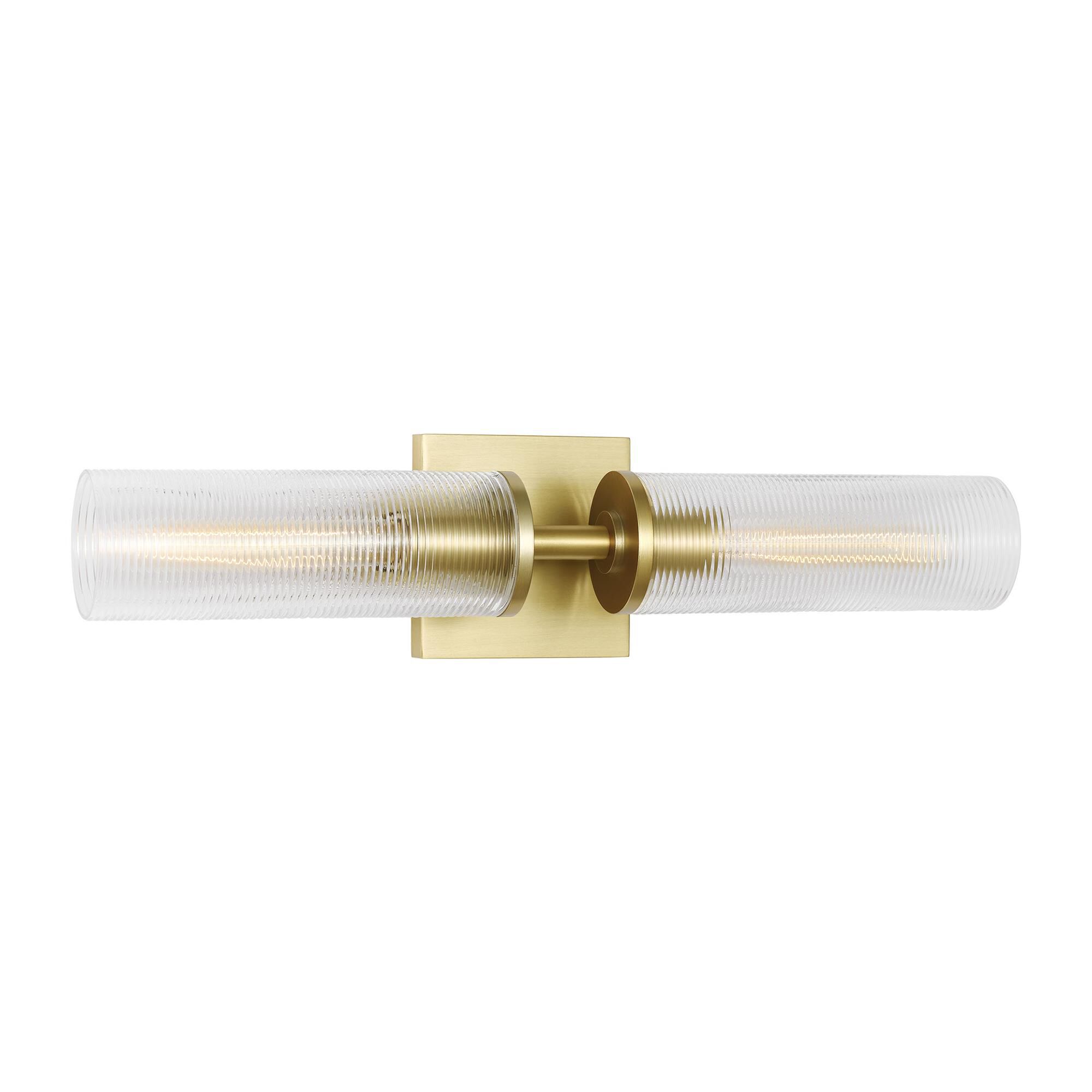 Shown in Satin Brass finish and Clear Ribbed glass