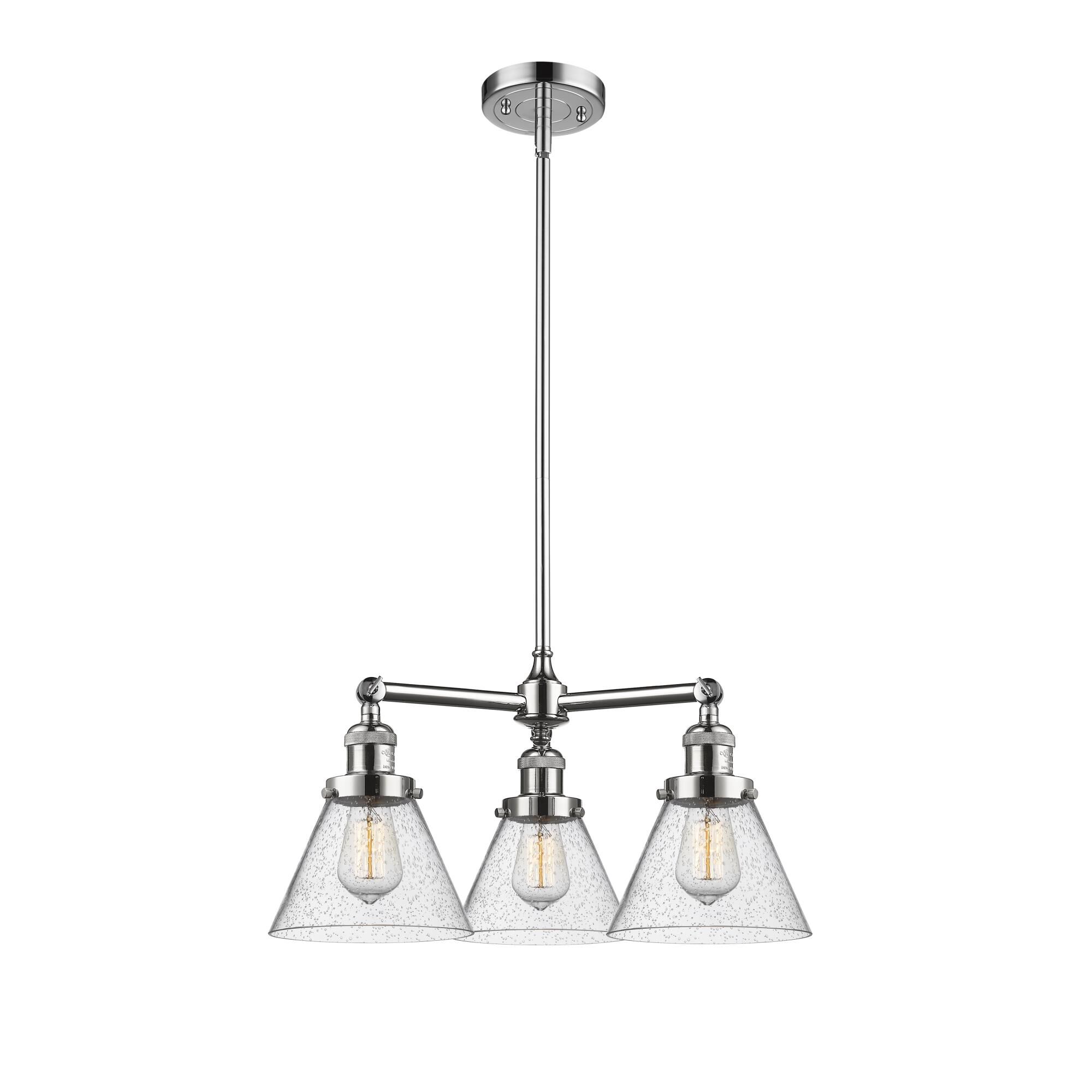 Bruno Marashlian Large Cone 22 Inch 3 Light LED Mini Chandelier by Innovations Lighting