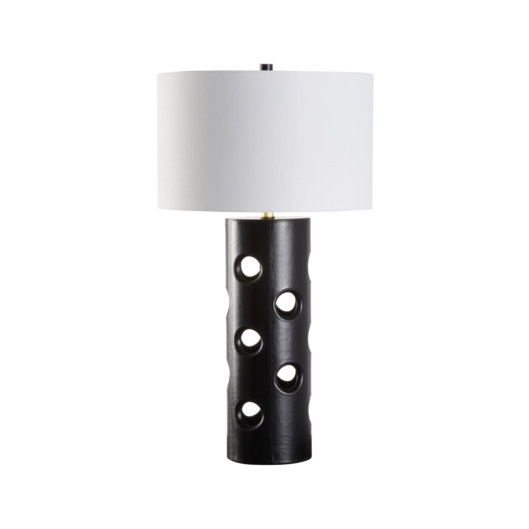 Shown in Black finish and Linen shade