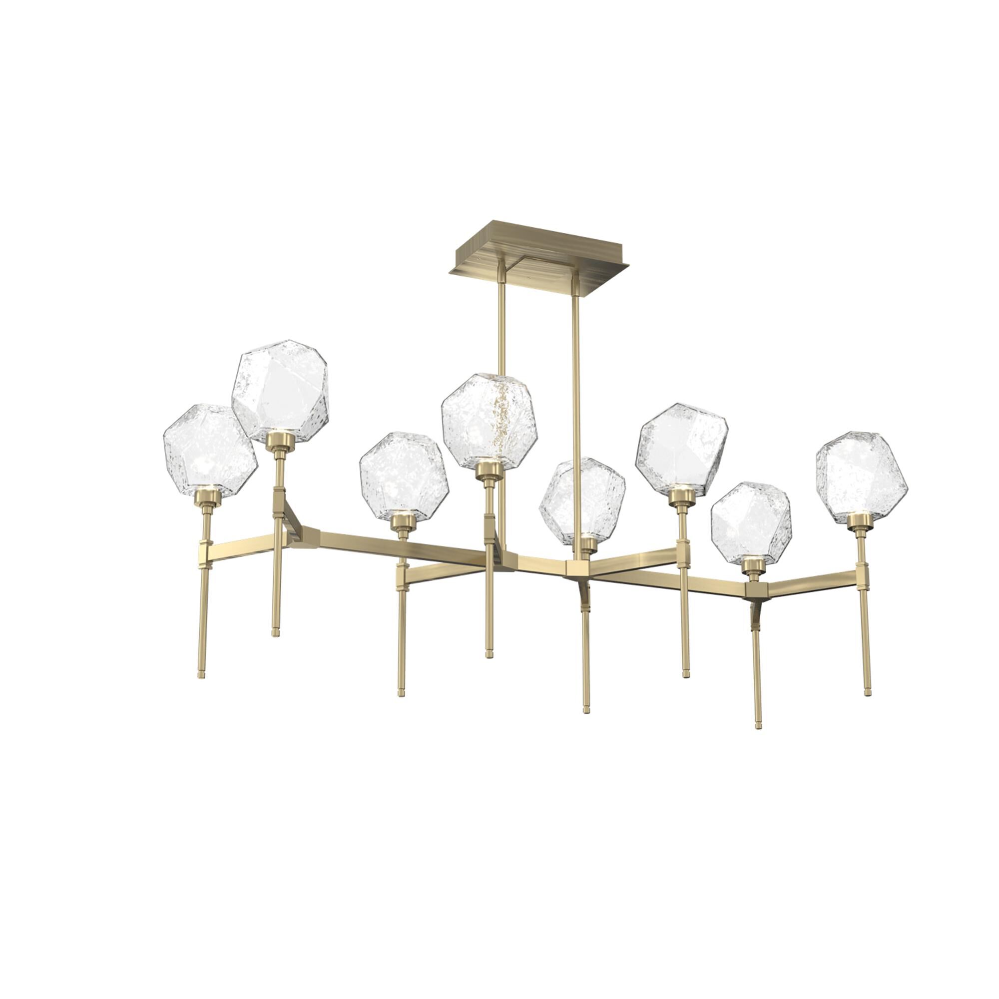 Shown in Novel Brass finish and Clear glass