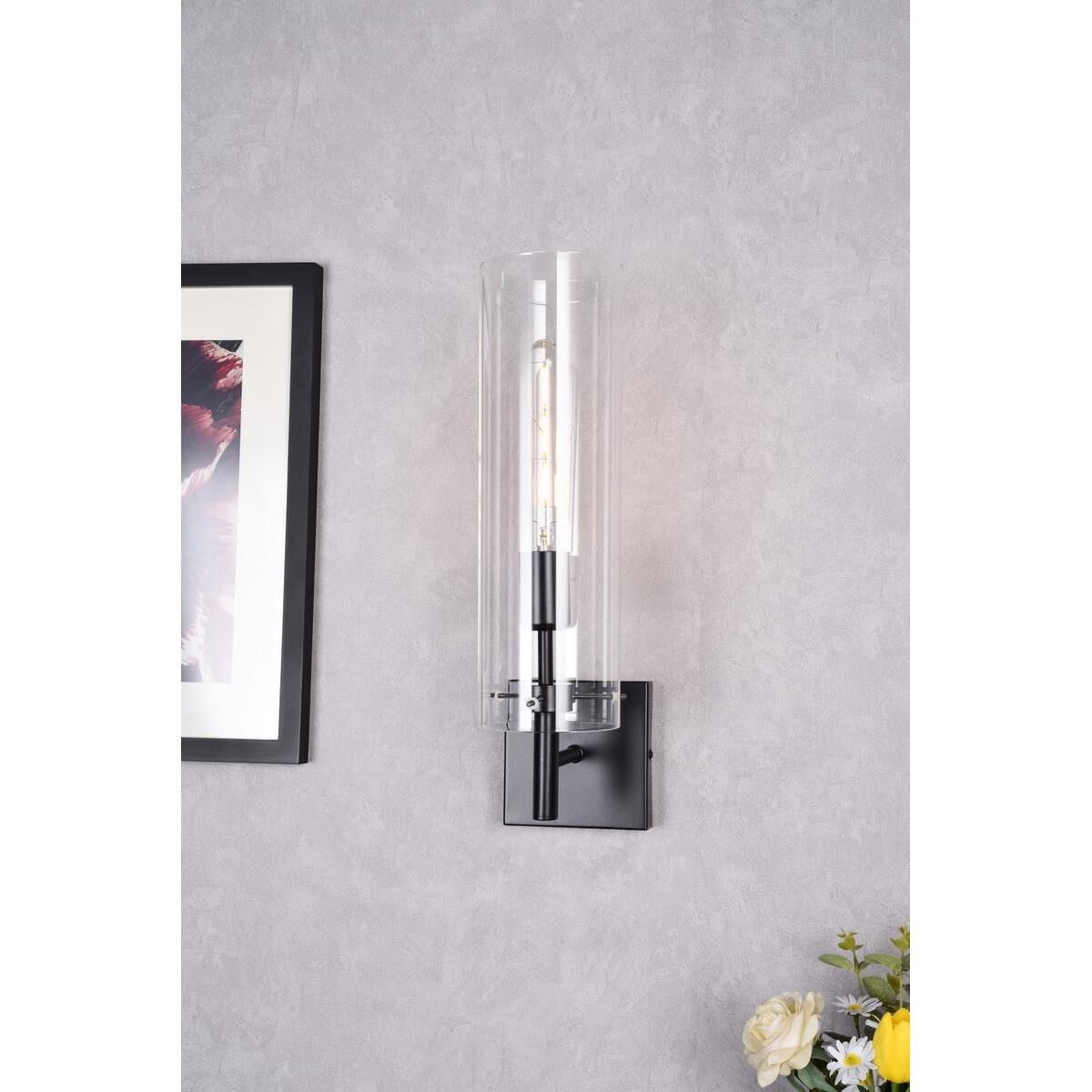 Shown in Black finish and Clear glass