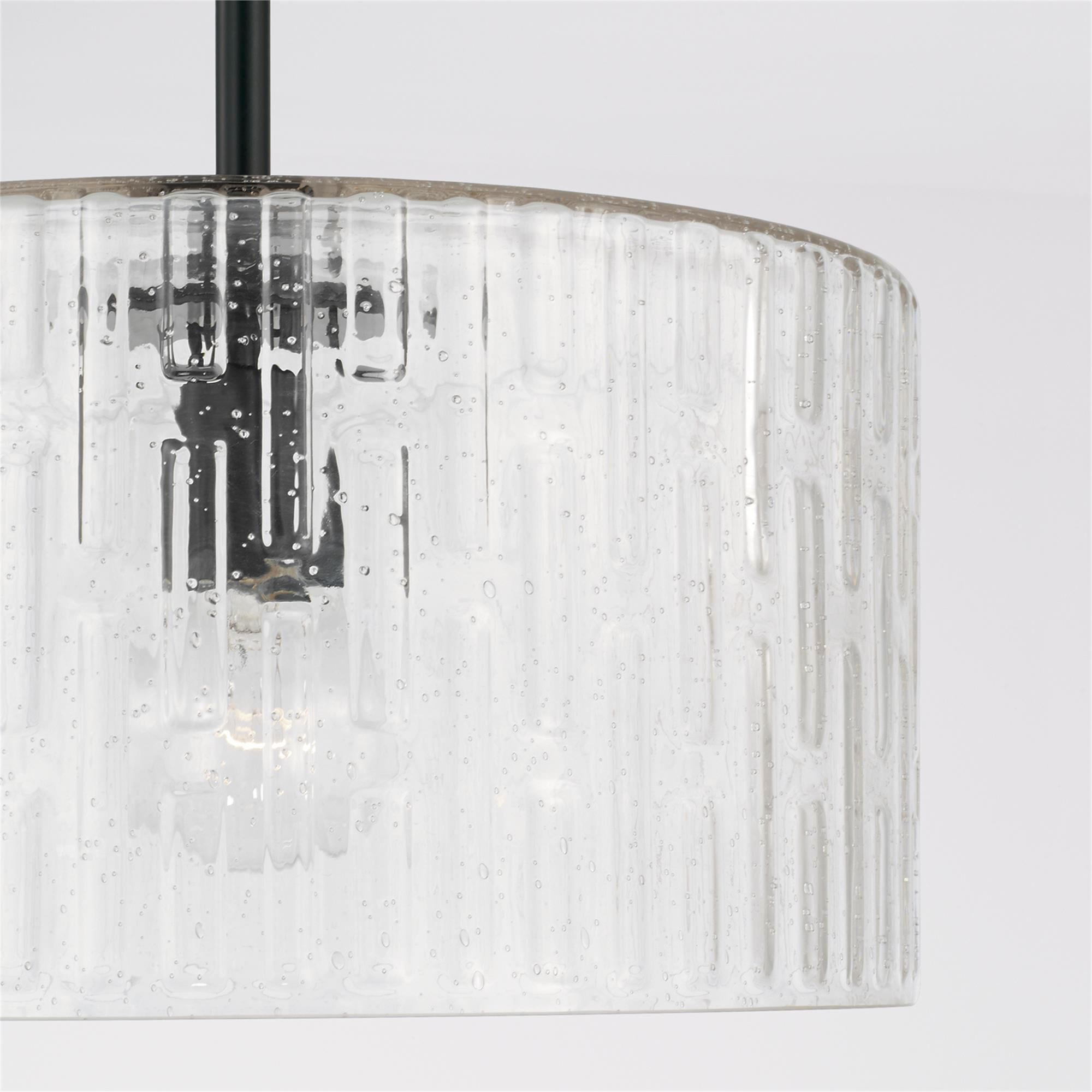 Shown in Matte Black finish and Embossed Seeded glass